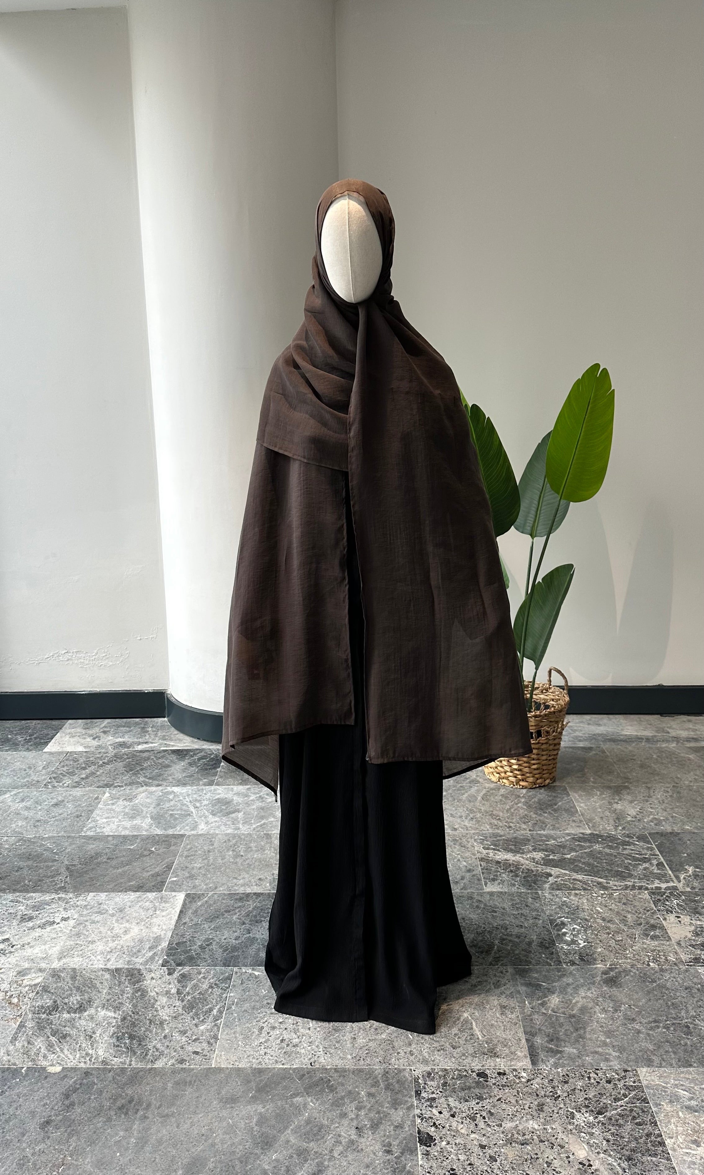 Premıum organze şal - kahve 3m+70 cm
