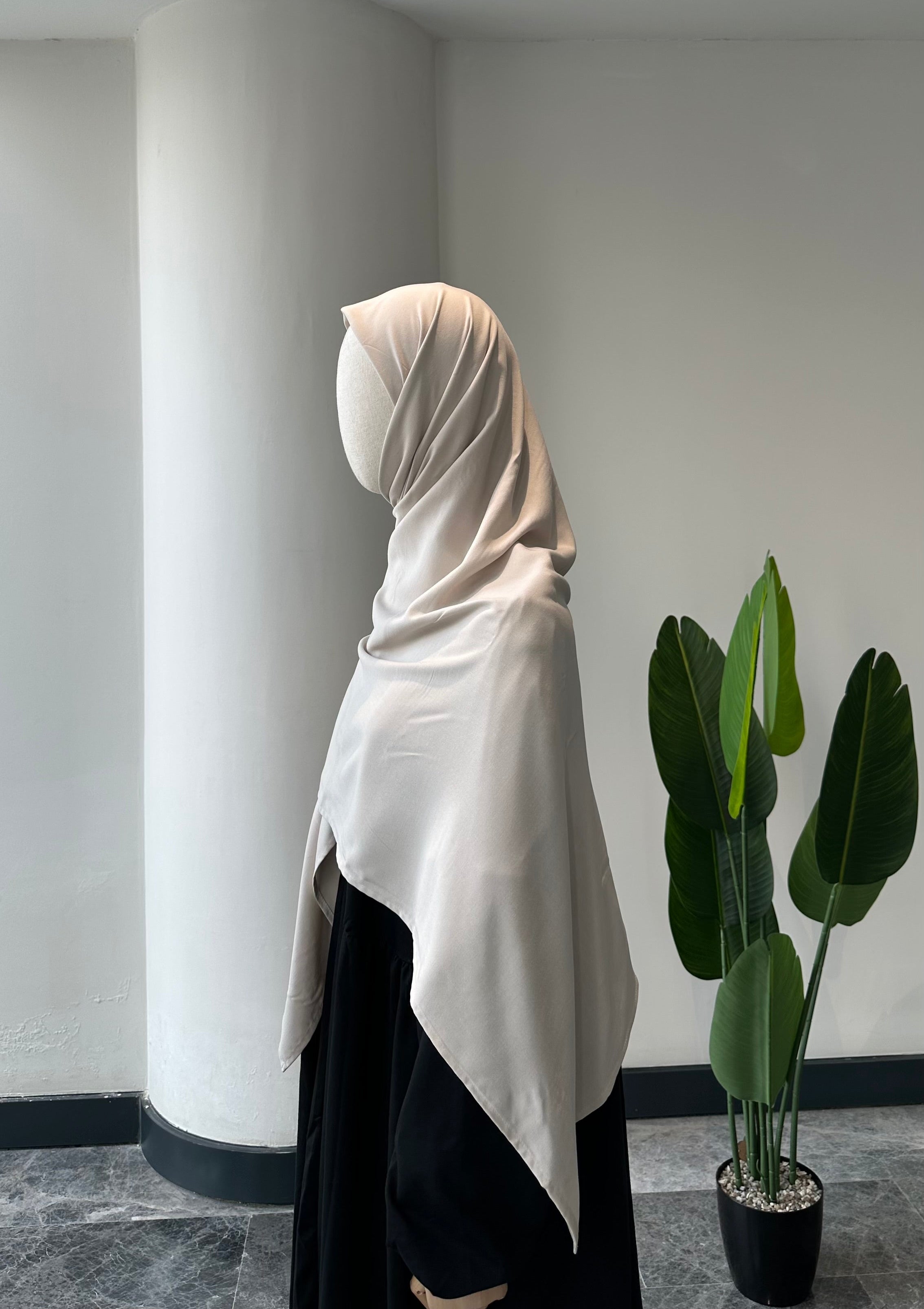 Bambu viskon eşarp -krem| 120 cm