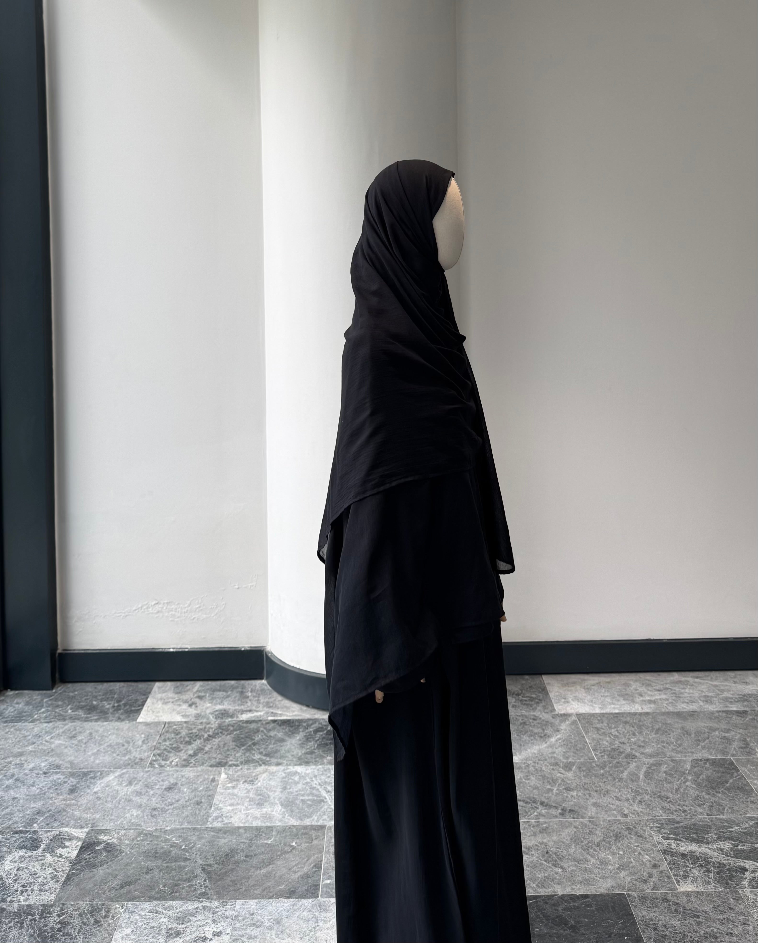 Saf pamuk şal -siyah