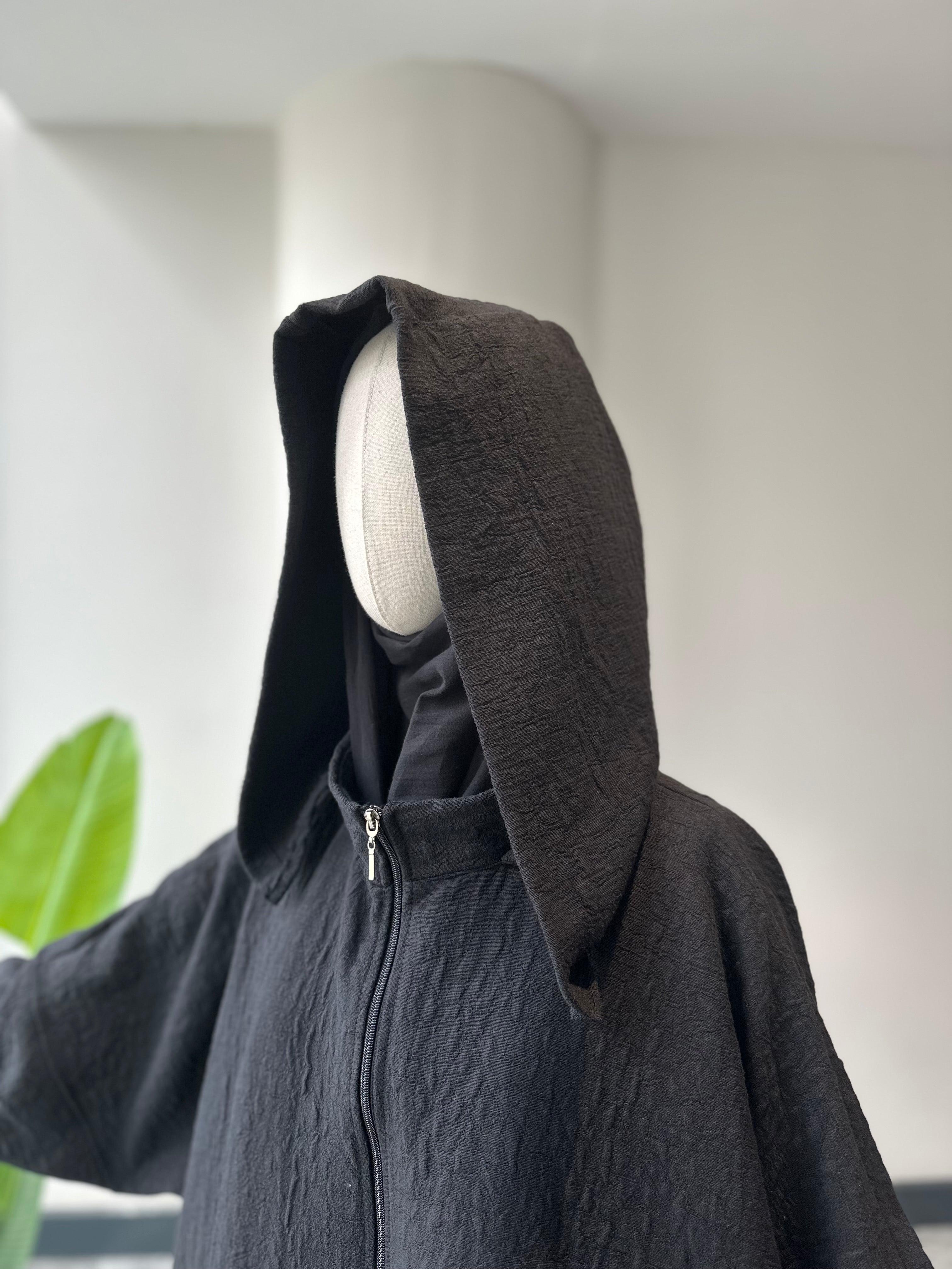 Jakar ceket panço- siyah|fermuarlı