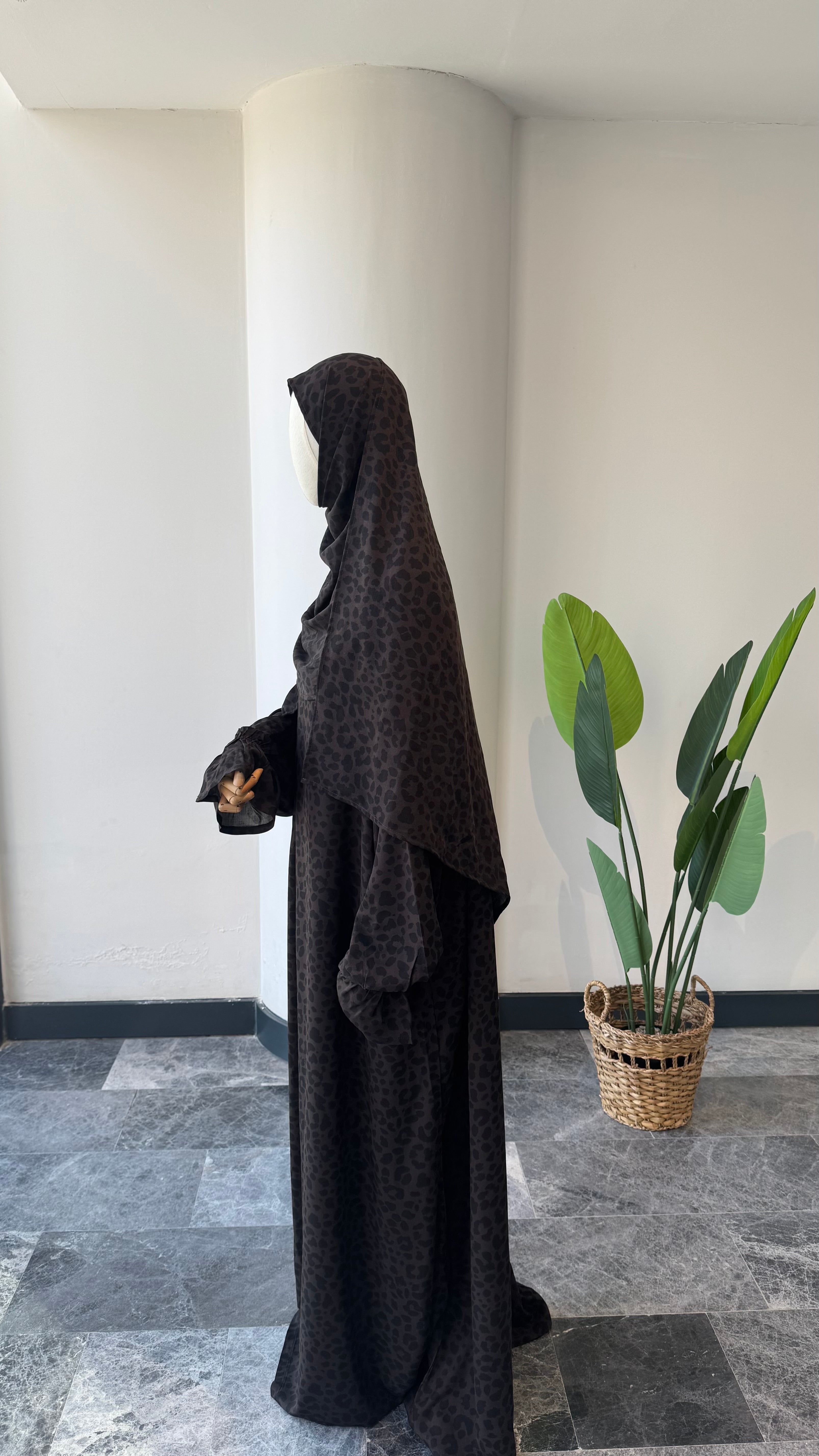 Bambu Viskon-Leopar Desenli /Namaz Elbisesi - viskon takım şal