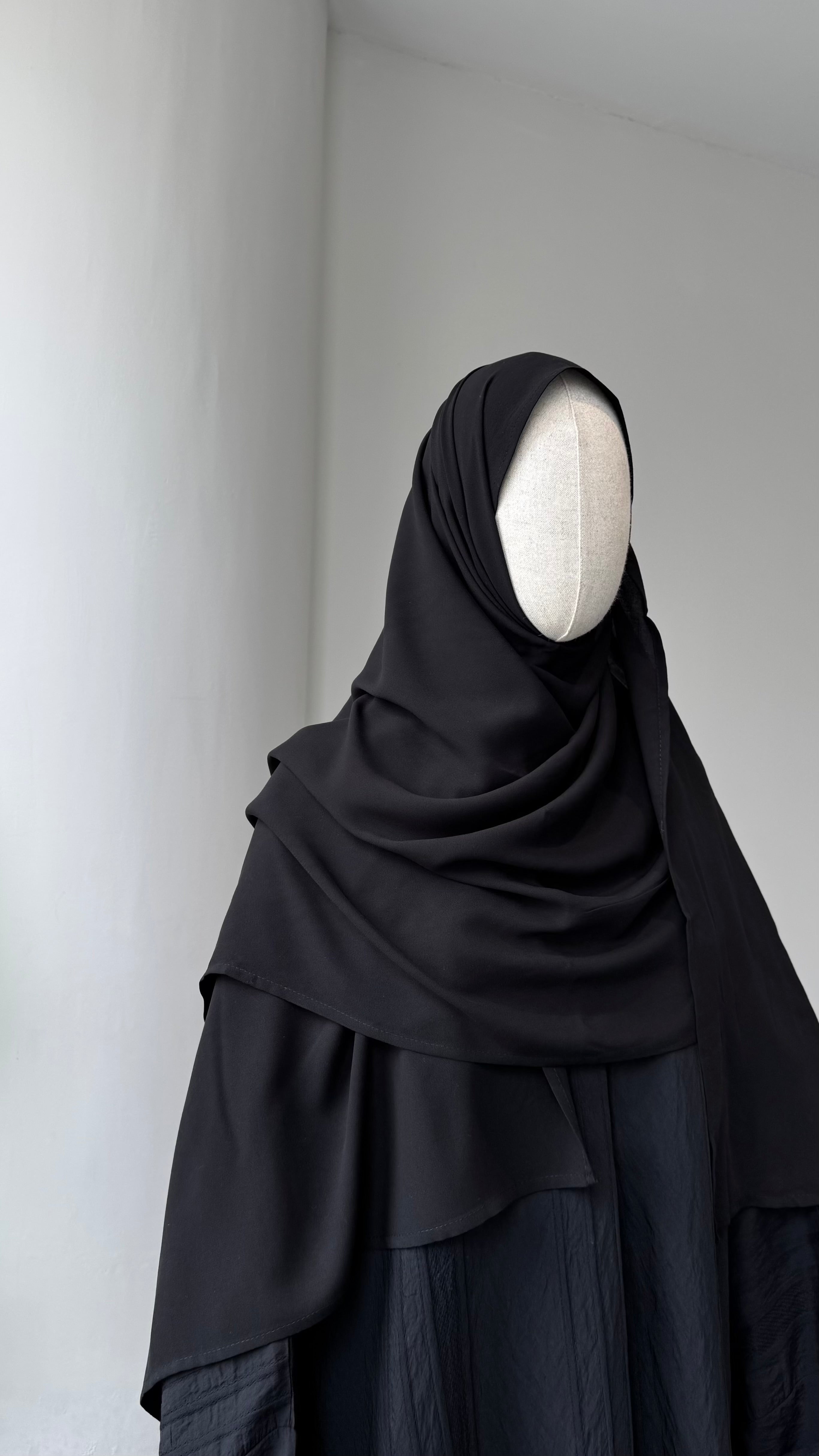 Bambu Viskon/Şal-Siyah 2m X 70 cm