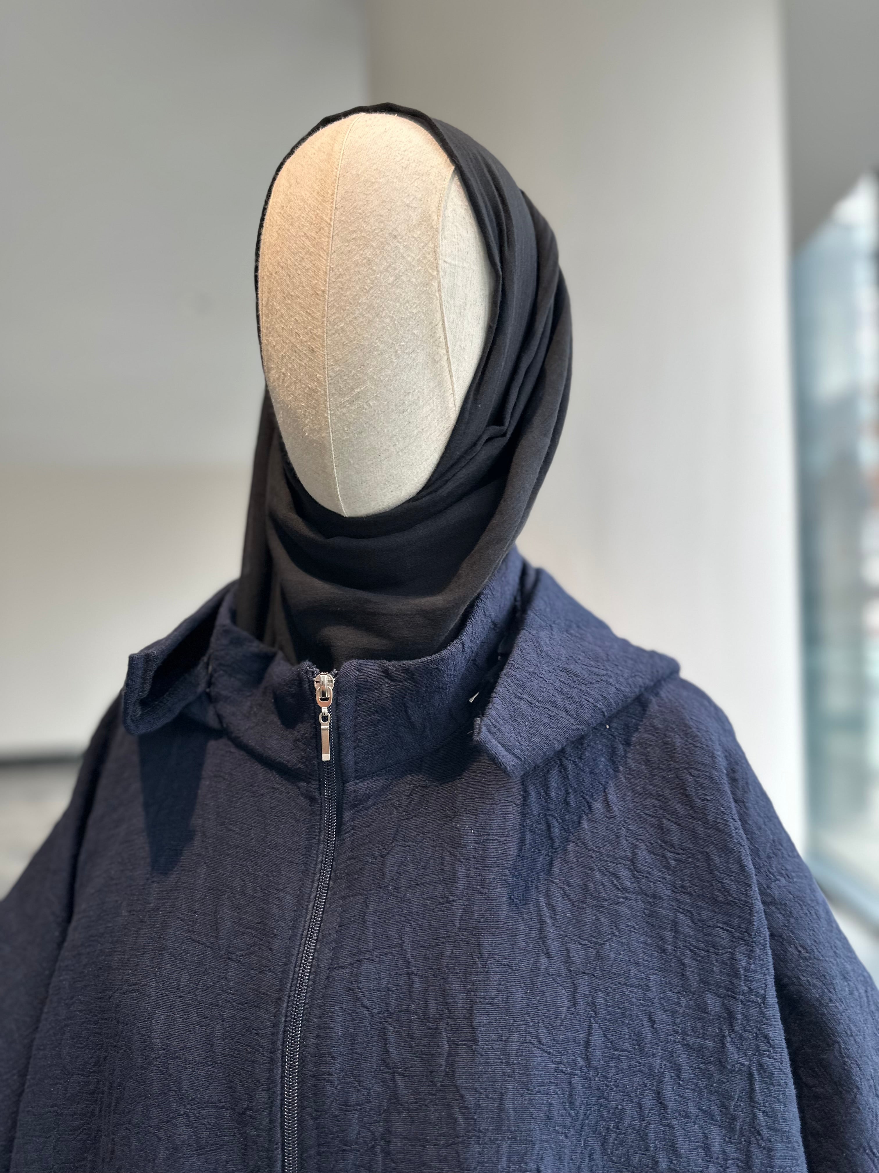 Jakar ceket panço- lacivert fermuarlı