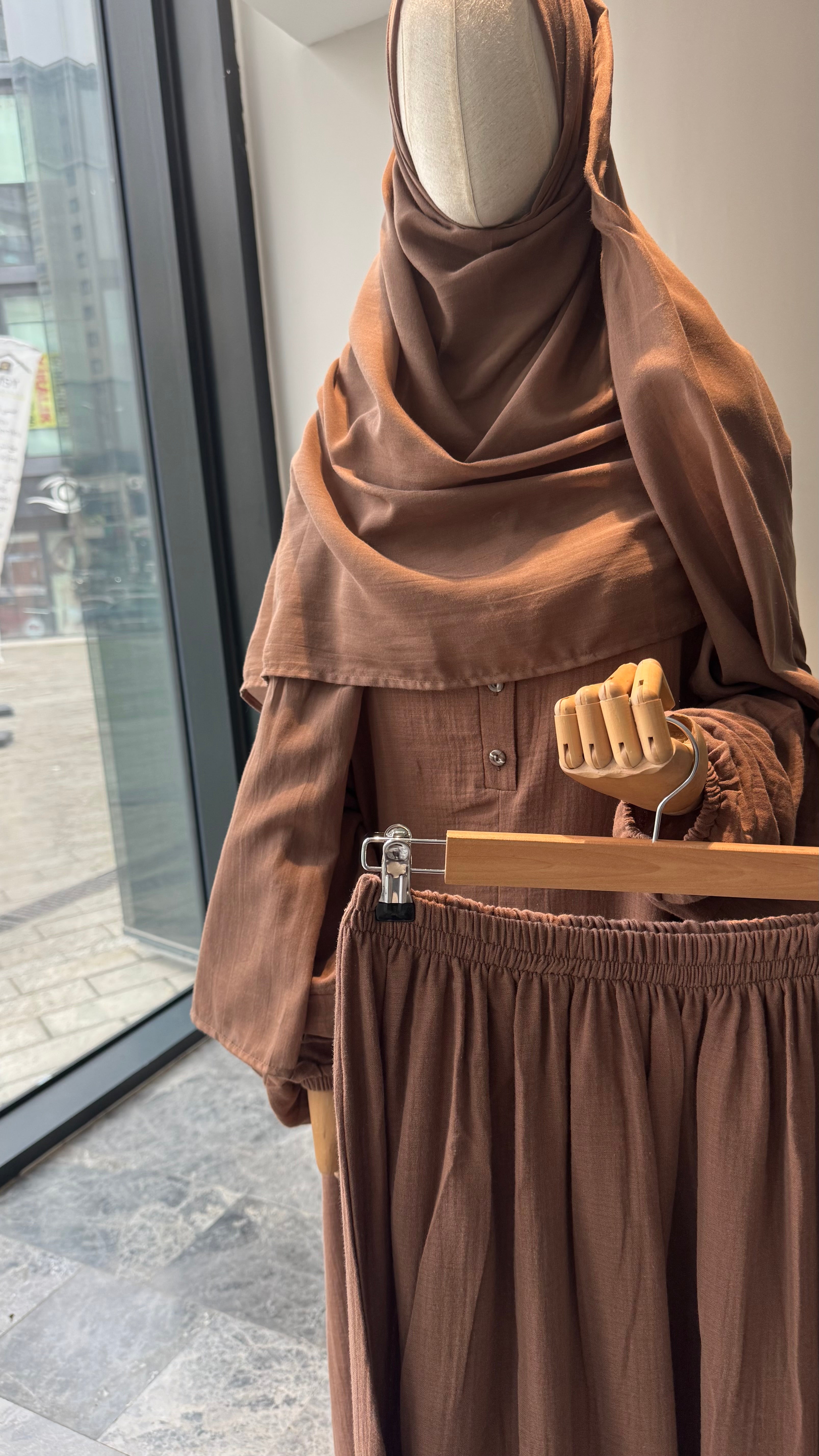 Mekka Müslin takım latte - etekli|düğmeli