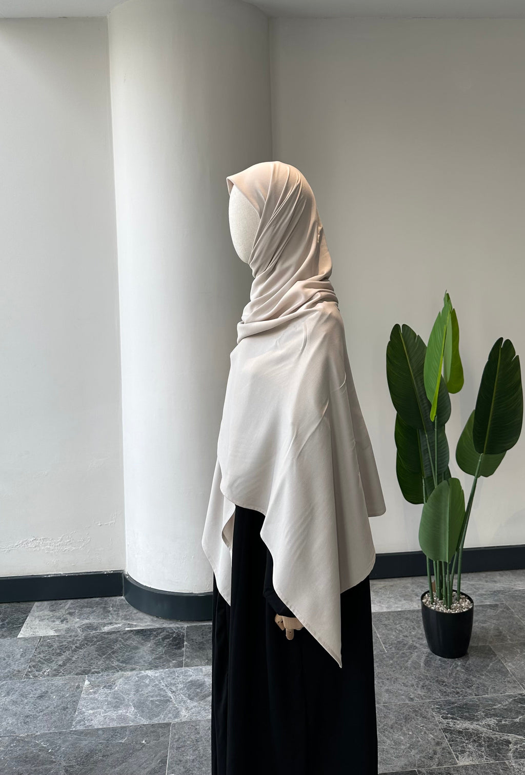 Bambu viskon eşarp -Krem| 140 cm