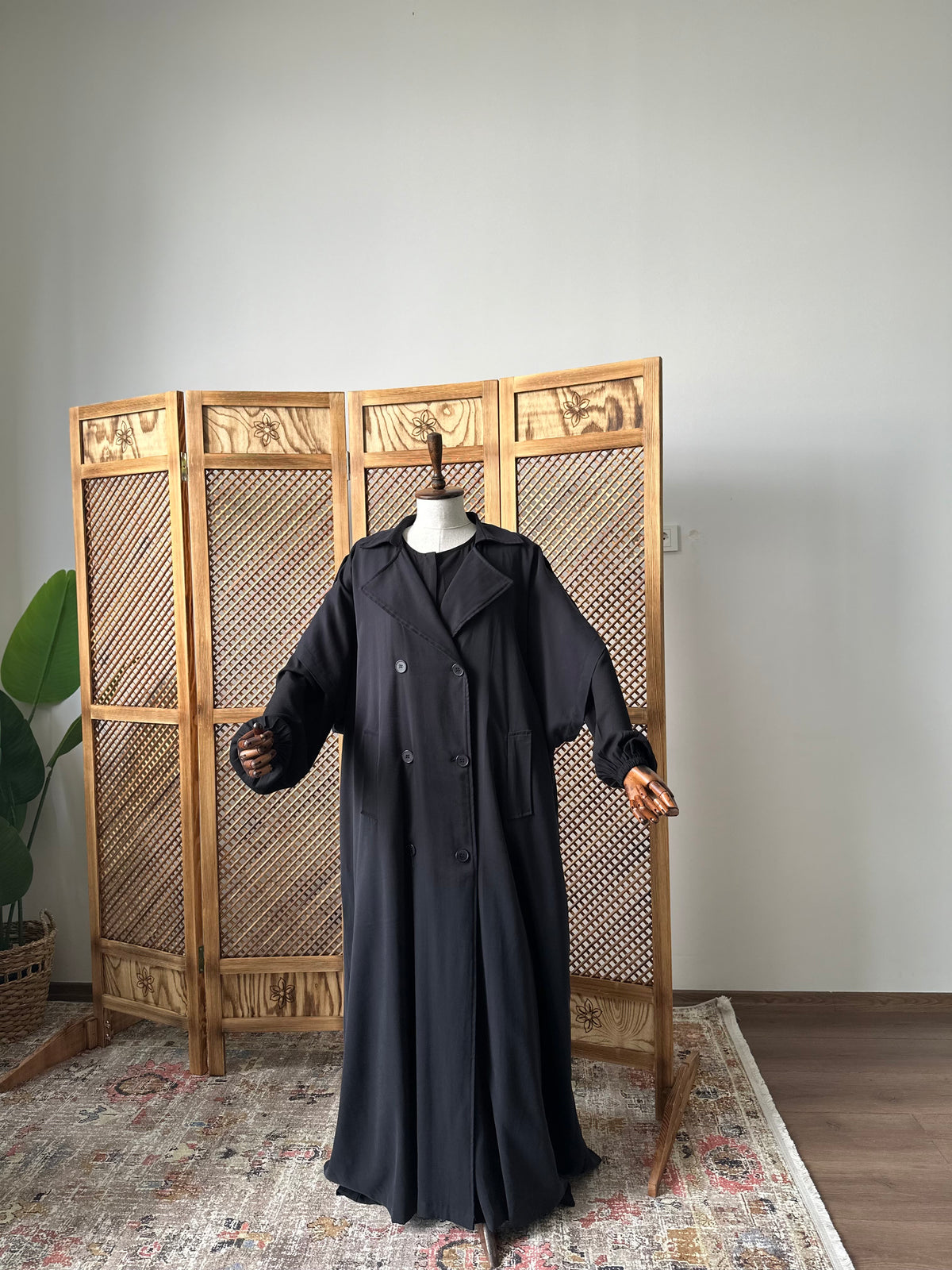 Tensel Pamuk Gabardin/ Trench Panço- Siyah
