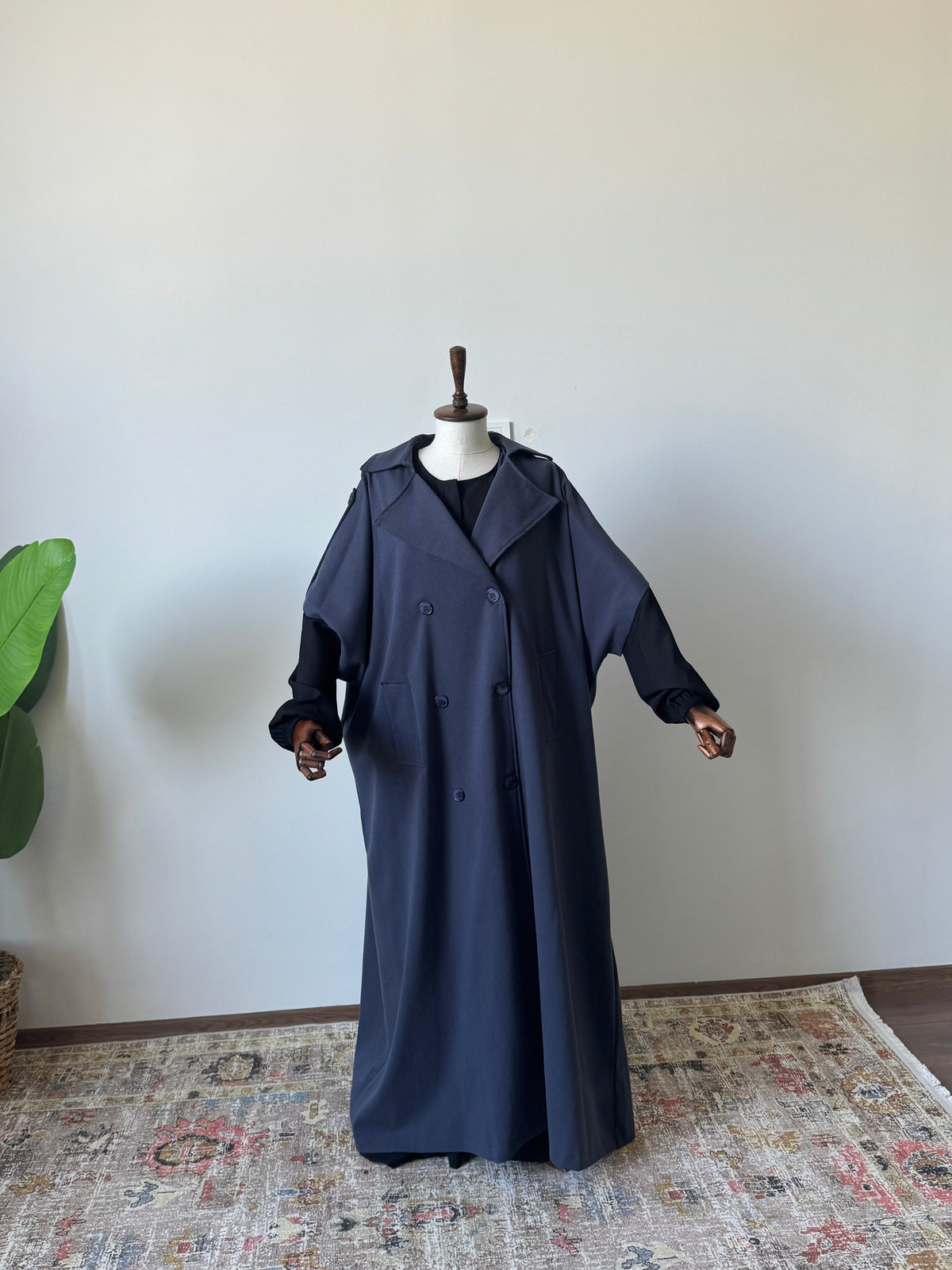Pamuk Gabardin /Trench Panço-Lacivert