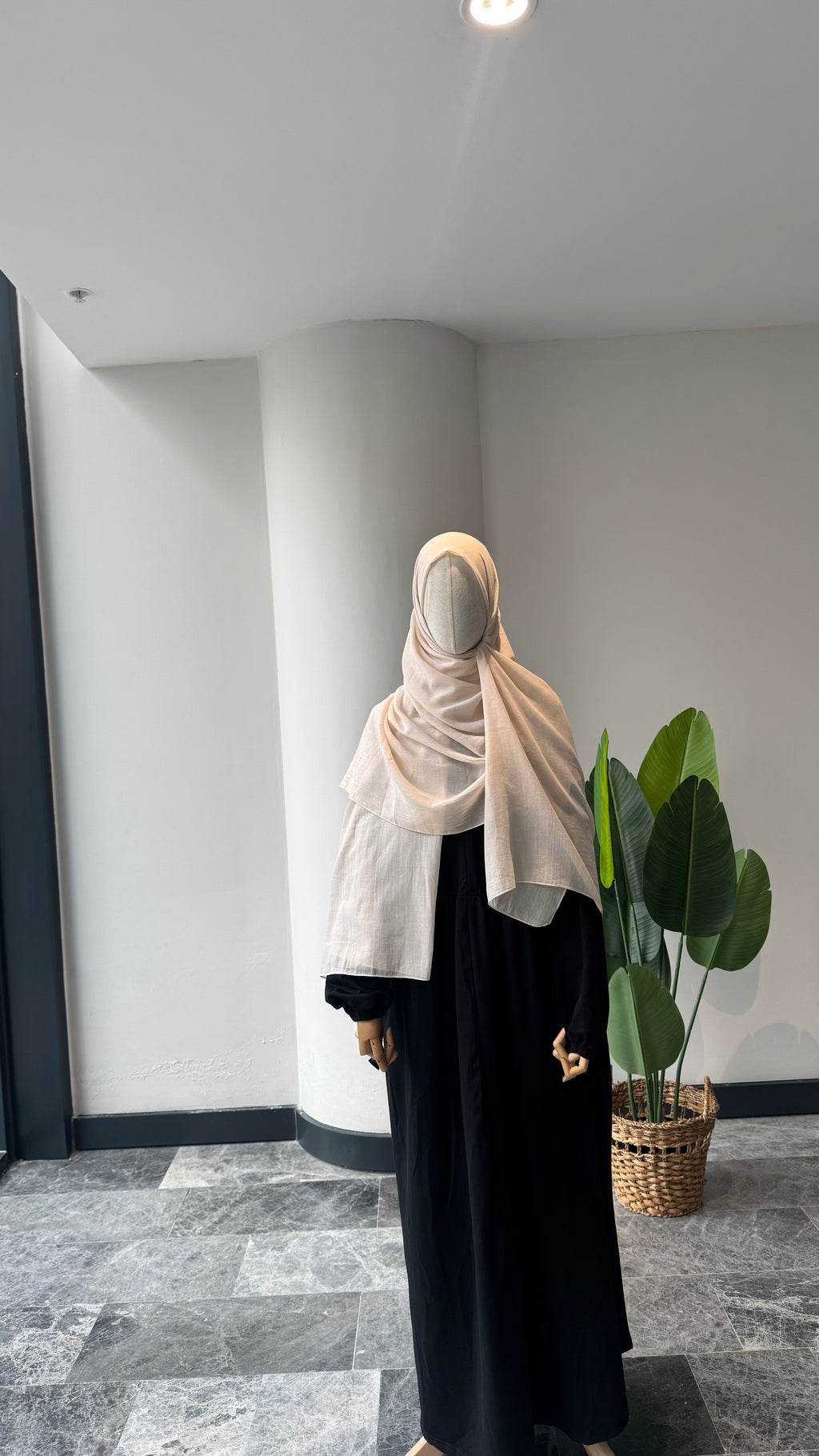 Saf pamuk şal - bej