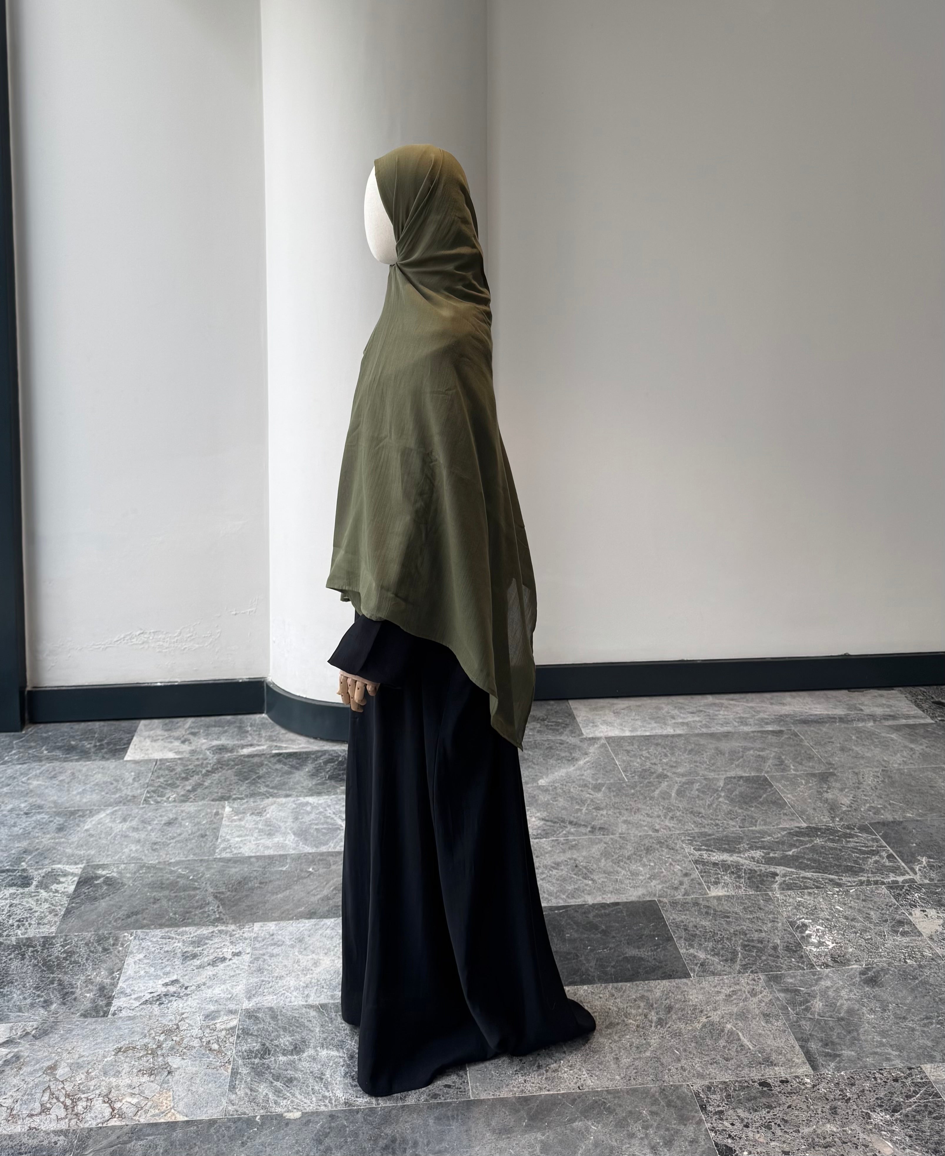 Saf pamuk şal - haki