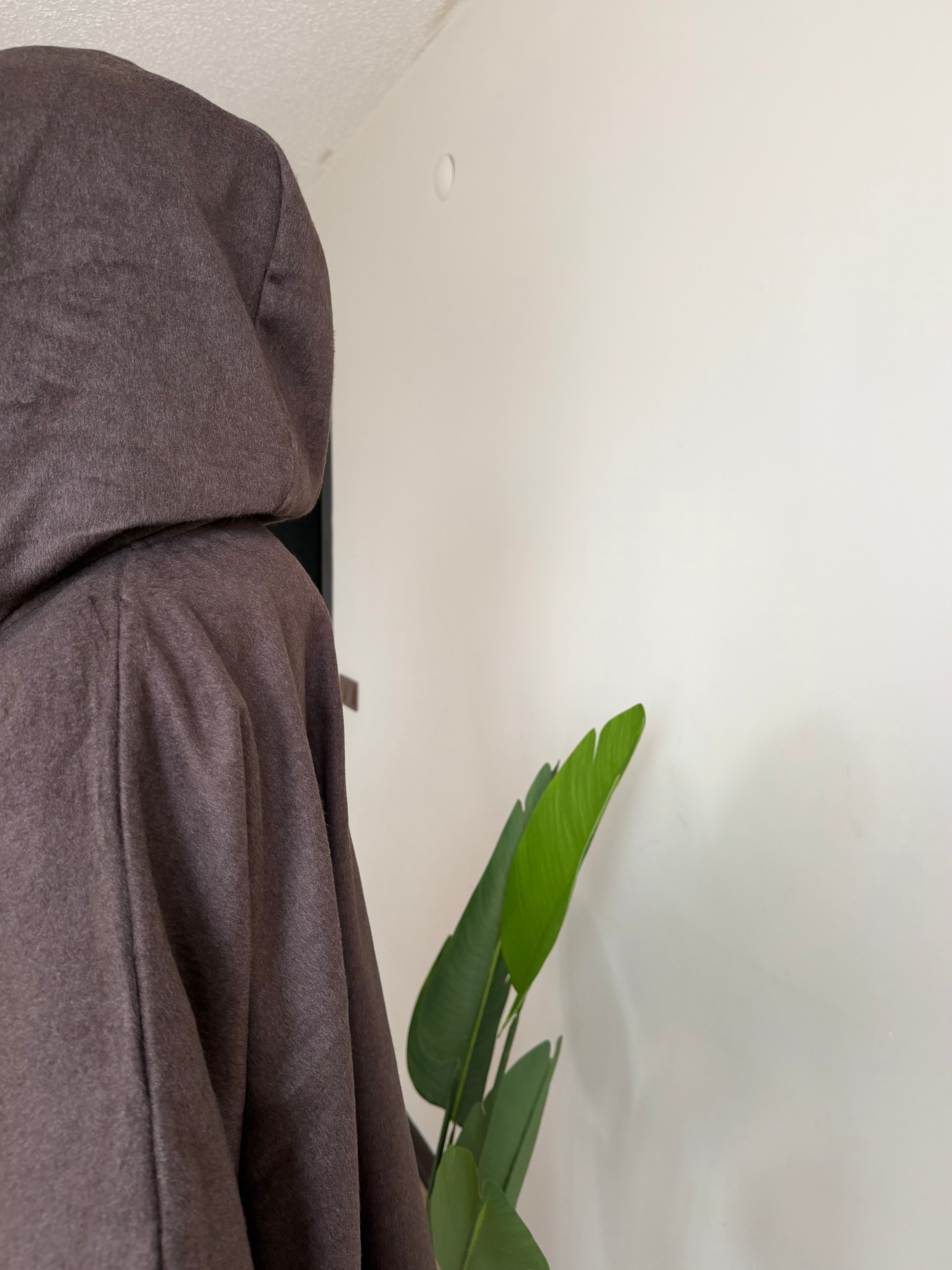 Kaşe ceket panço - koyu vizon | fermuarlı