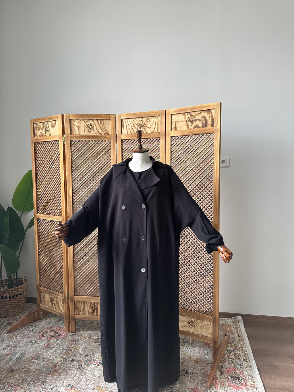 Pamuk Gabardin/Trench Panço-Siyah