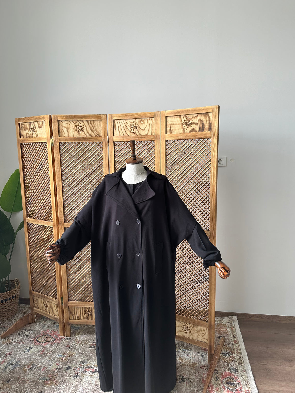 Pamuk Gabardin/Trench Panço-Siyah