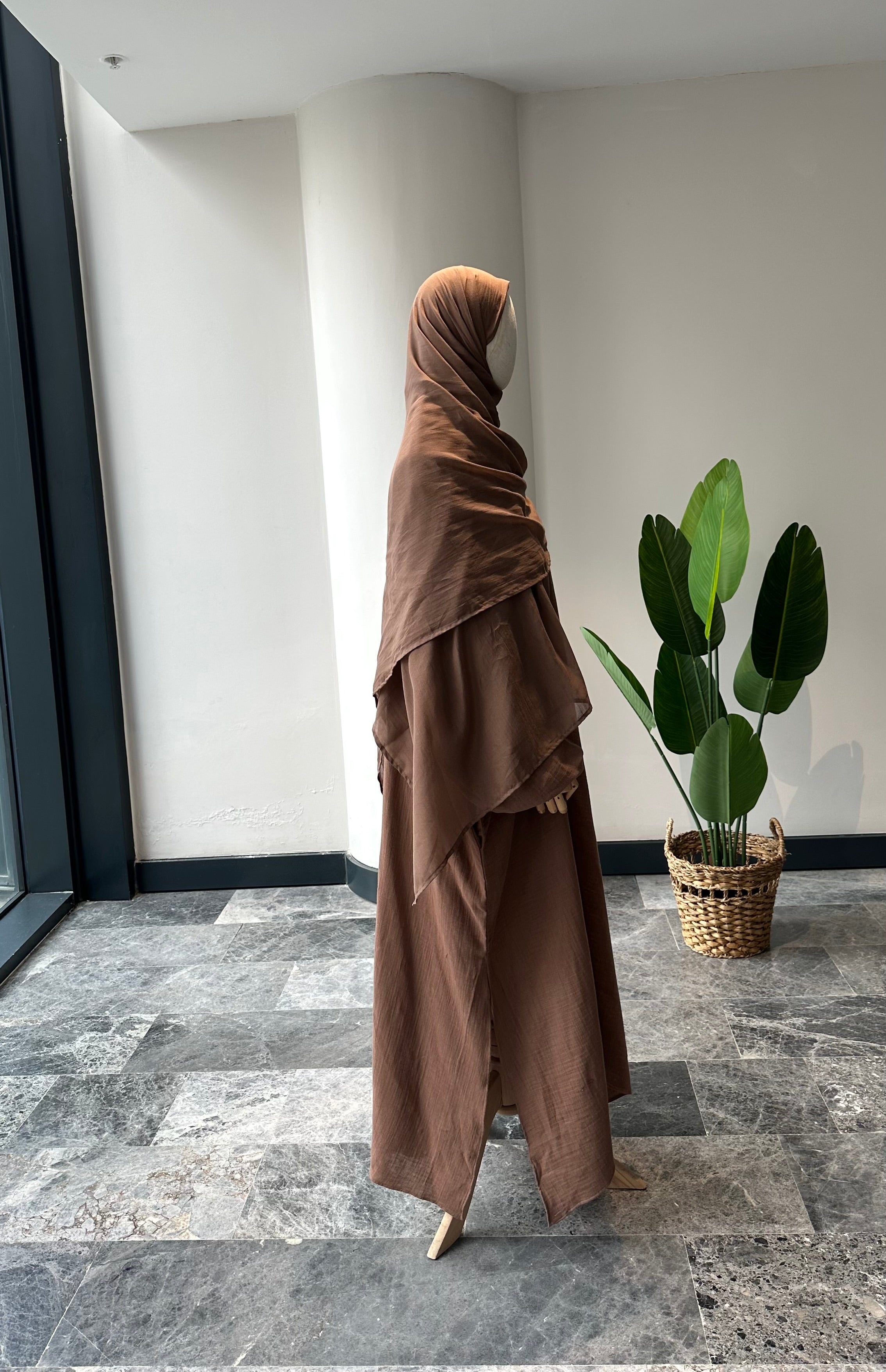 Mekka müslin takım latte - etekli | fermuarlı