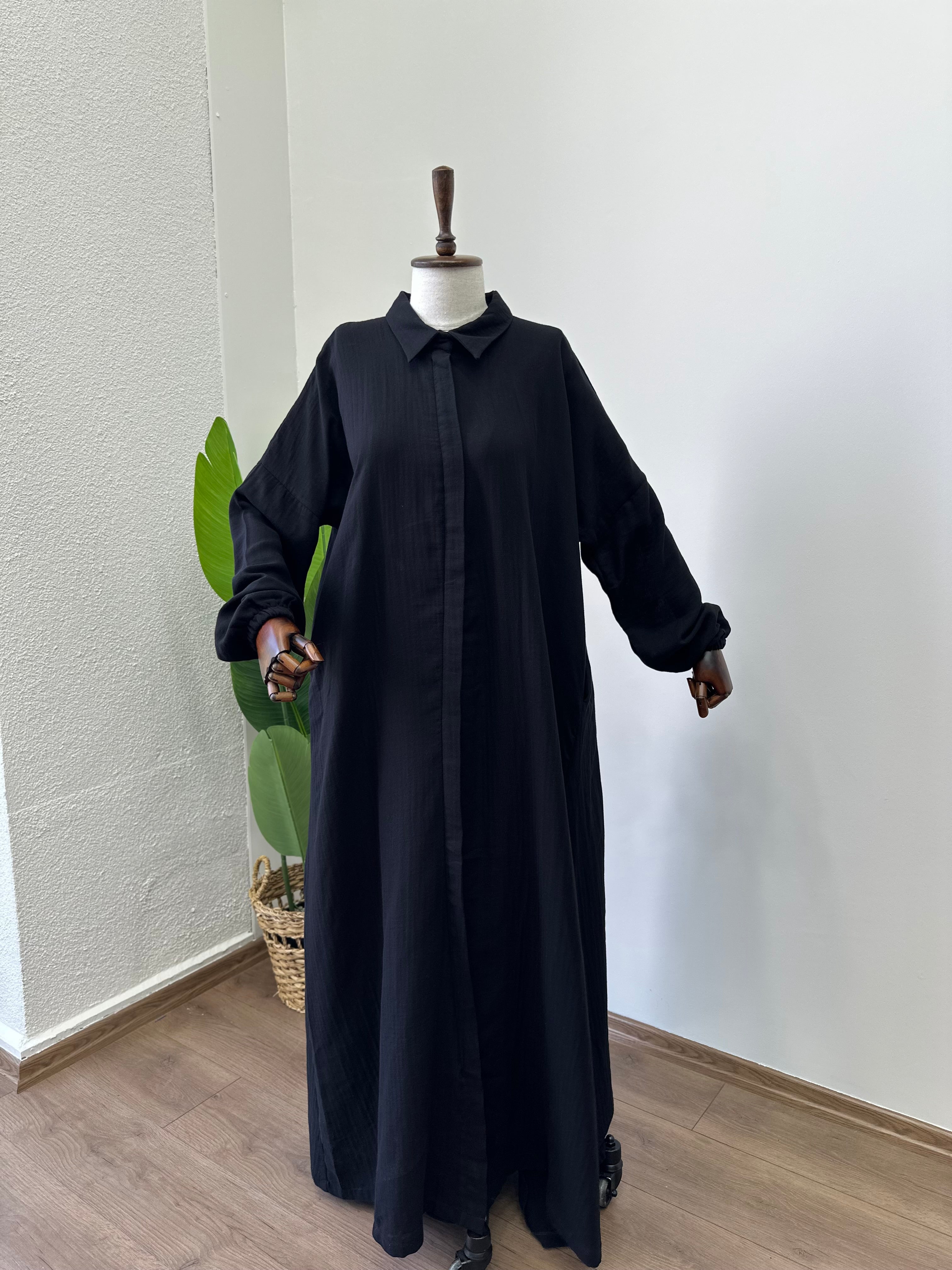Müslin A Pile/ Ferace - Siyah