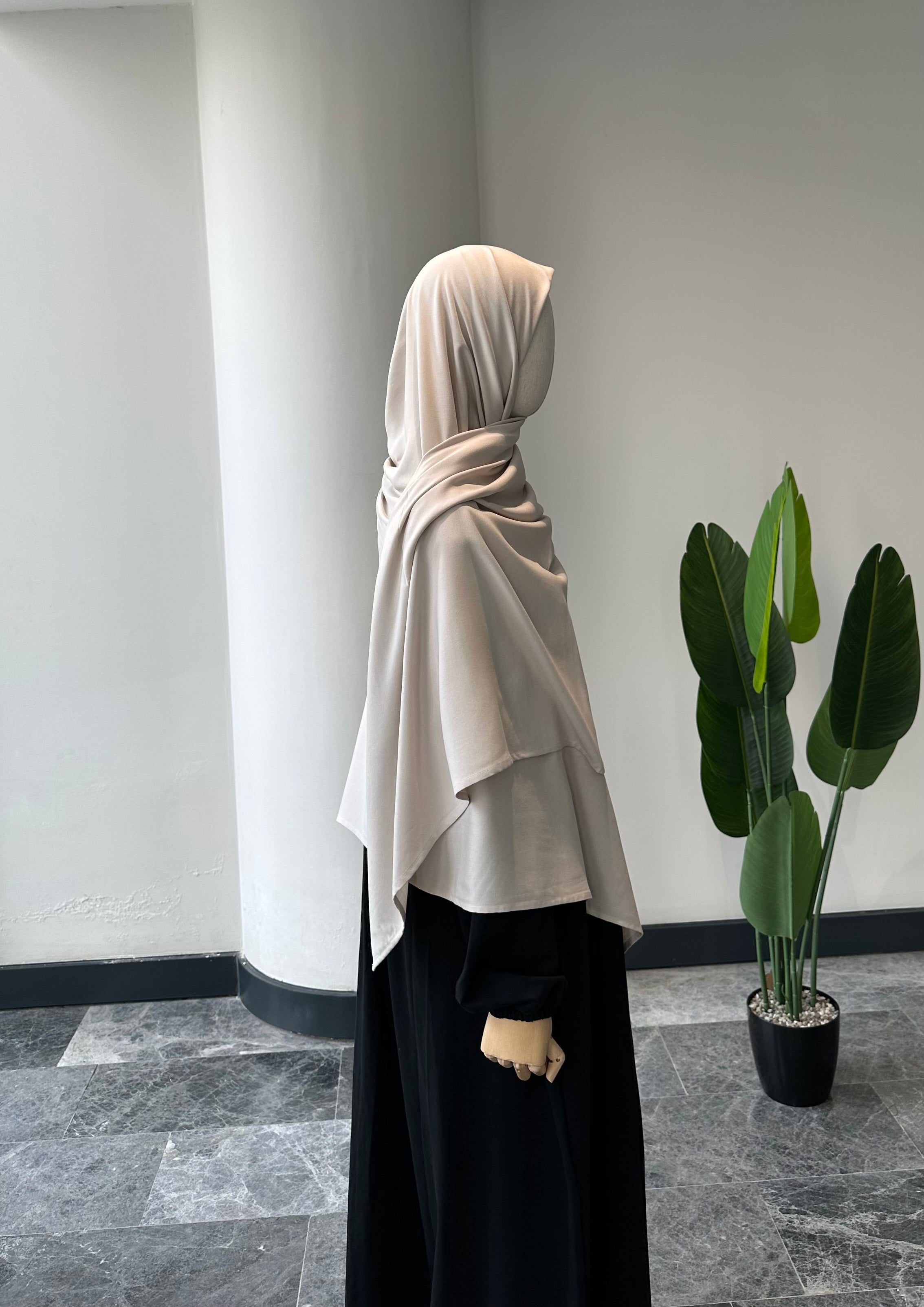 Bambu viskon eşarp -Krem| 140 cm