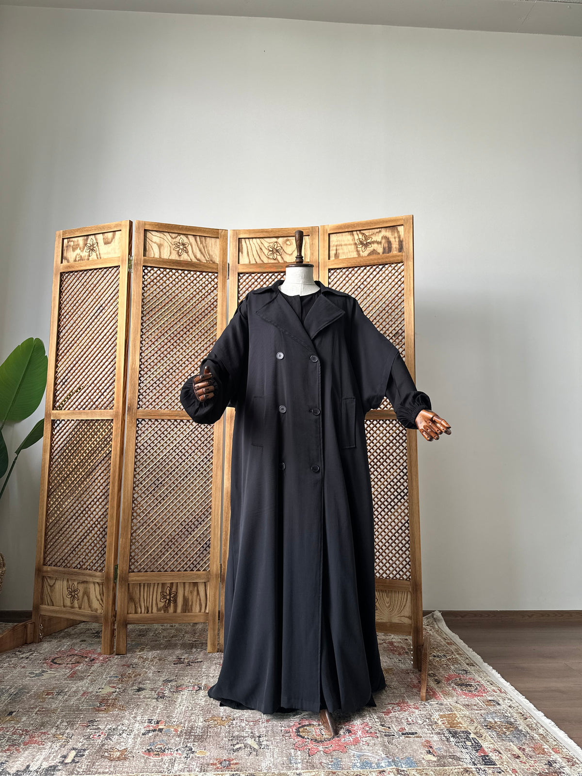 Tensel Pamuk Gabardin/ Trench Panço- Siyah