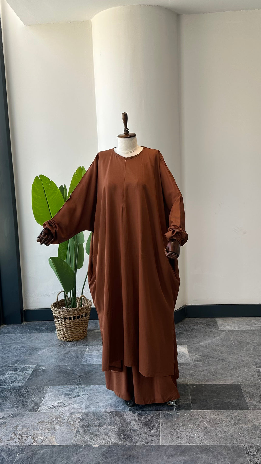 Premium Keten/Bakır-Cilbab Takım