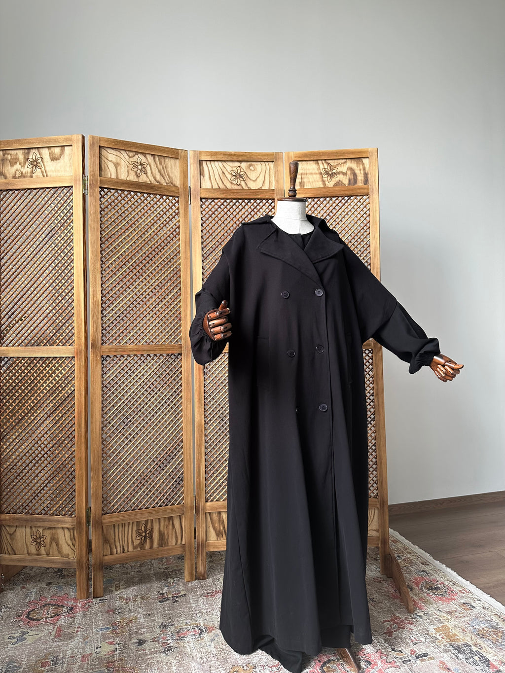 Pamuk Gabardin/Trench Panço-Siyah