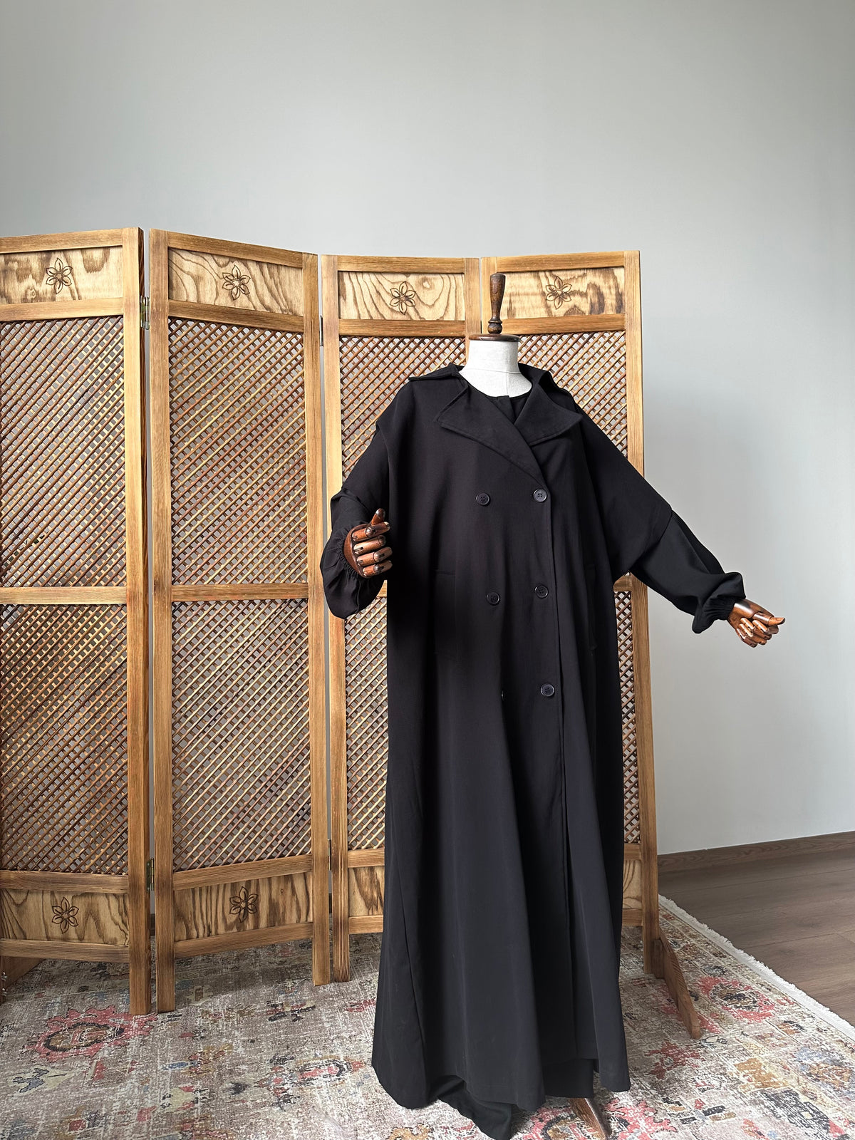 Pamuk Gabardin/Trench Panço-Siyah