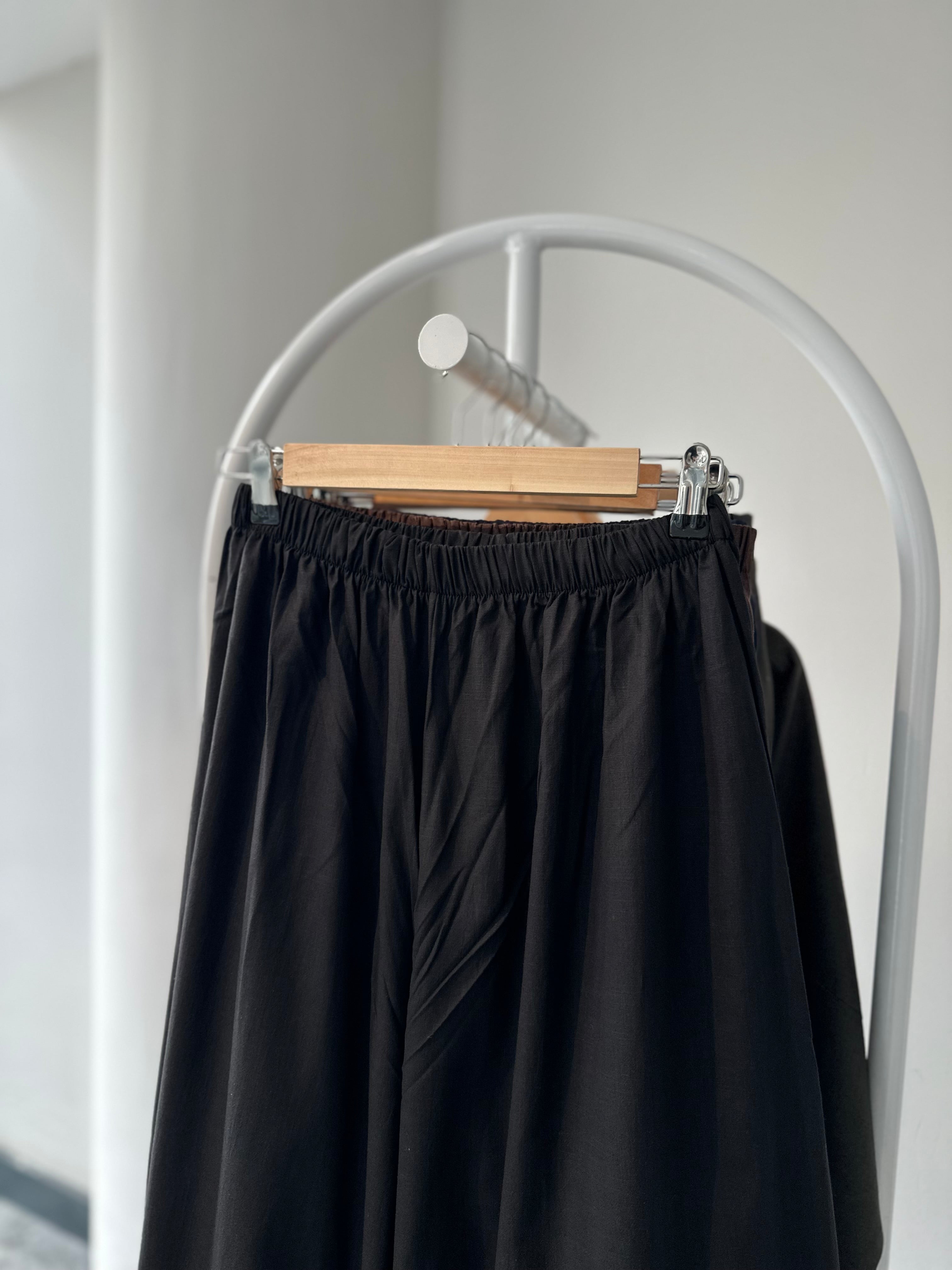 Sade keten bol pantolon -kahve