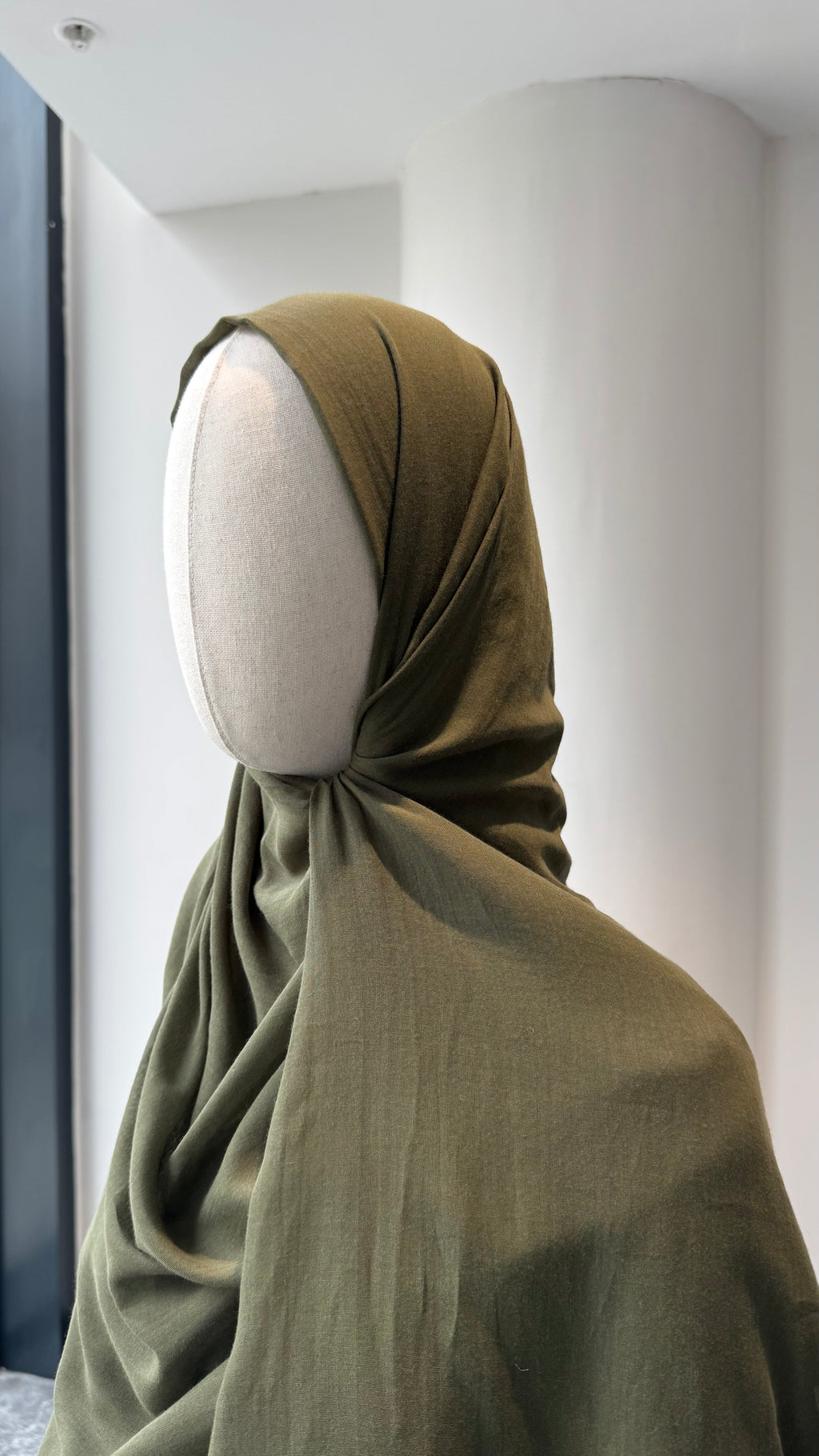 Saf pamuk şal - haki