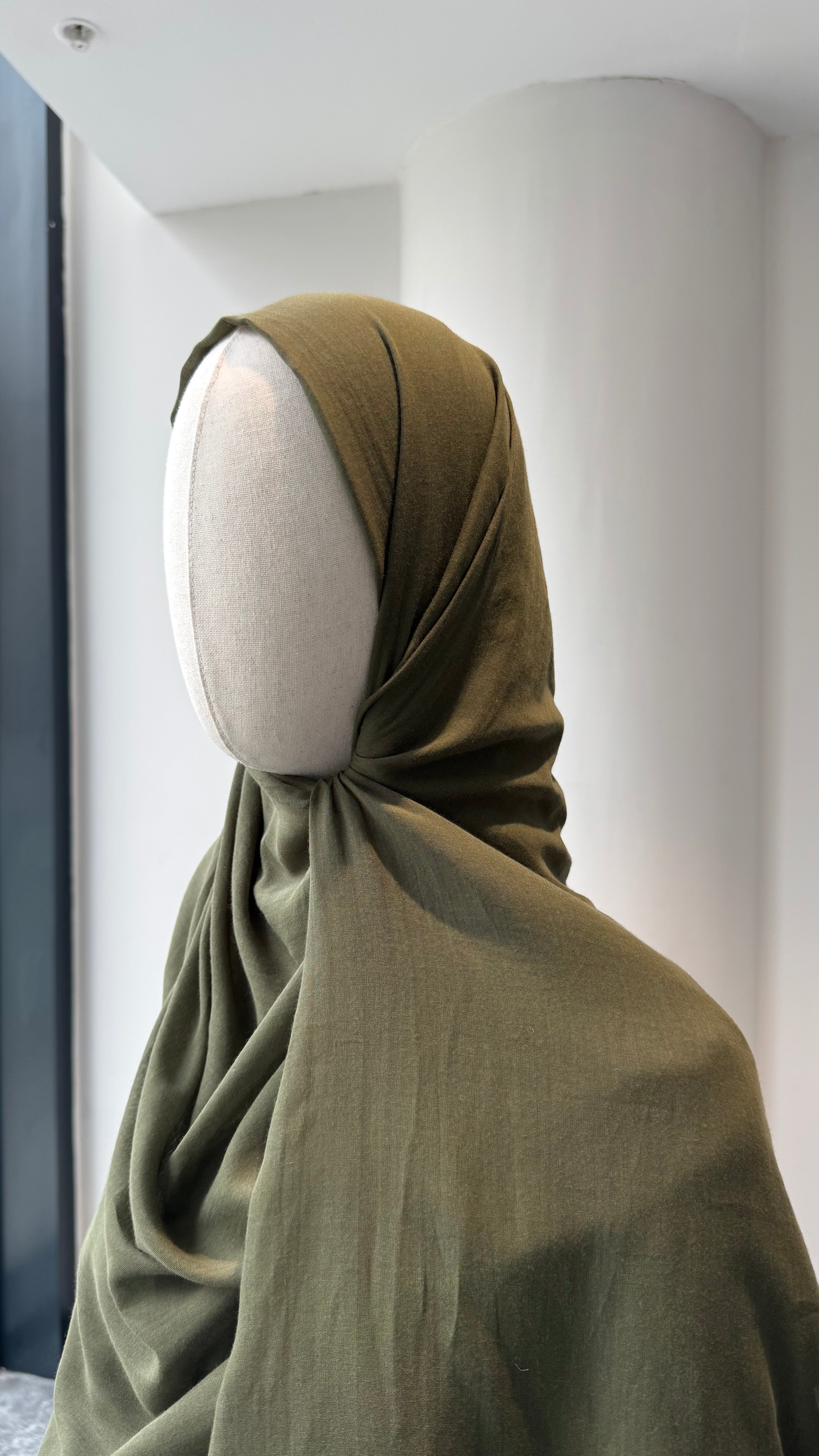 Saf pamuk şal - haki