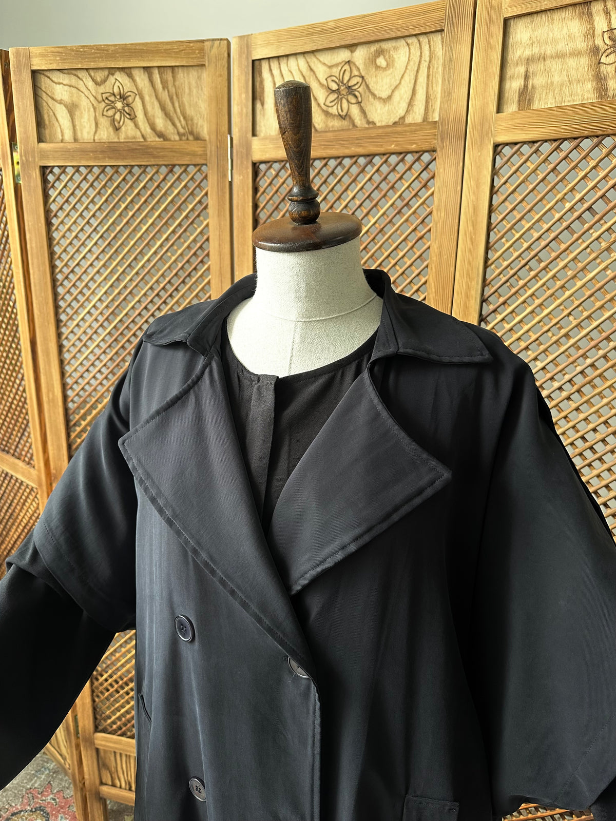 Tensel Pamuk Gabardin/ Trench Panço- Siyah
