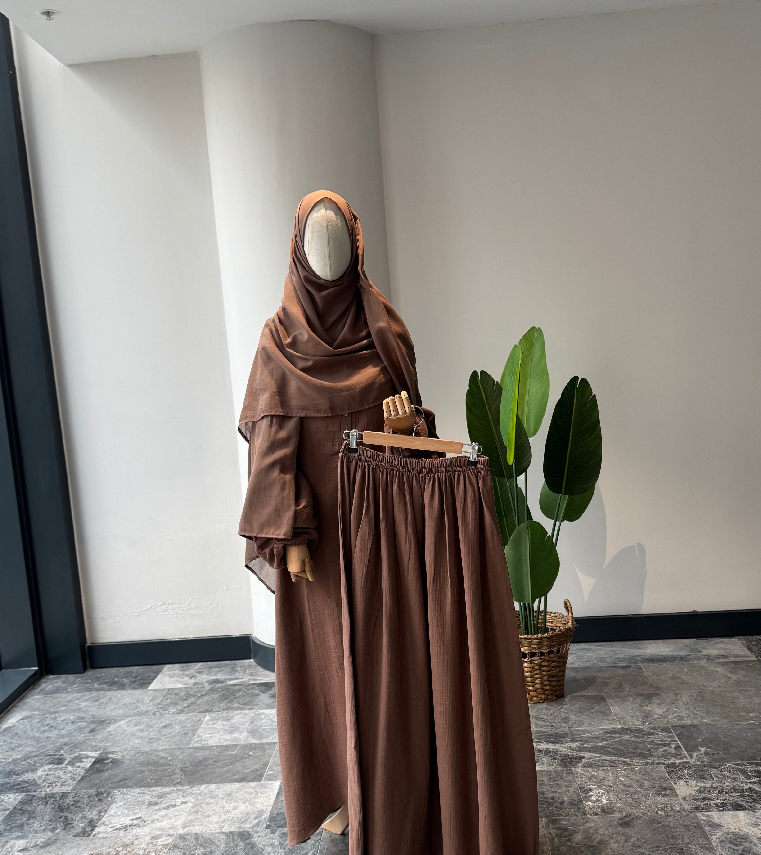 Mekka Müslin takım latte - etekli|düğmeli