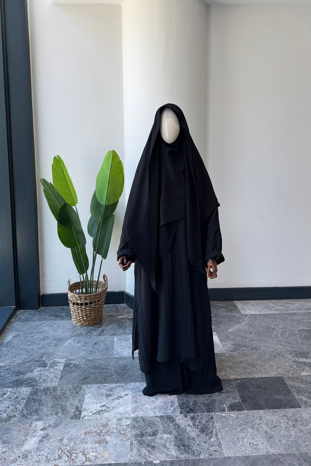 Tensel Kupra/Lastikli Takva-Eşarp siyah 140cm