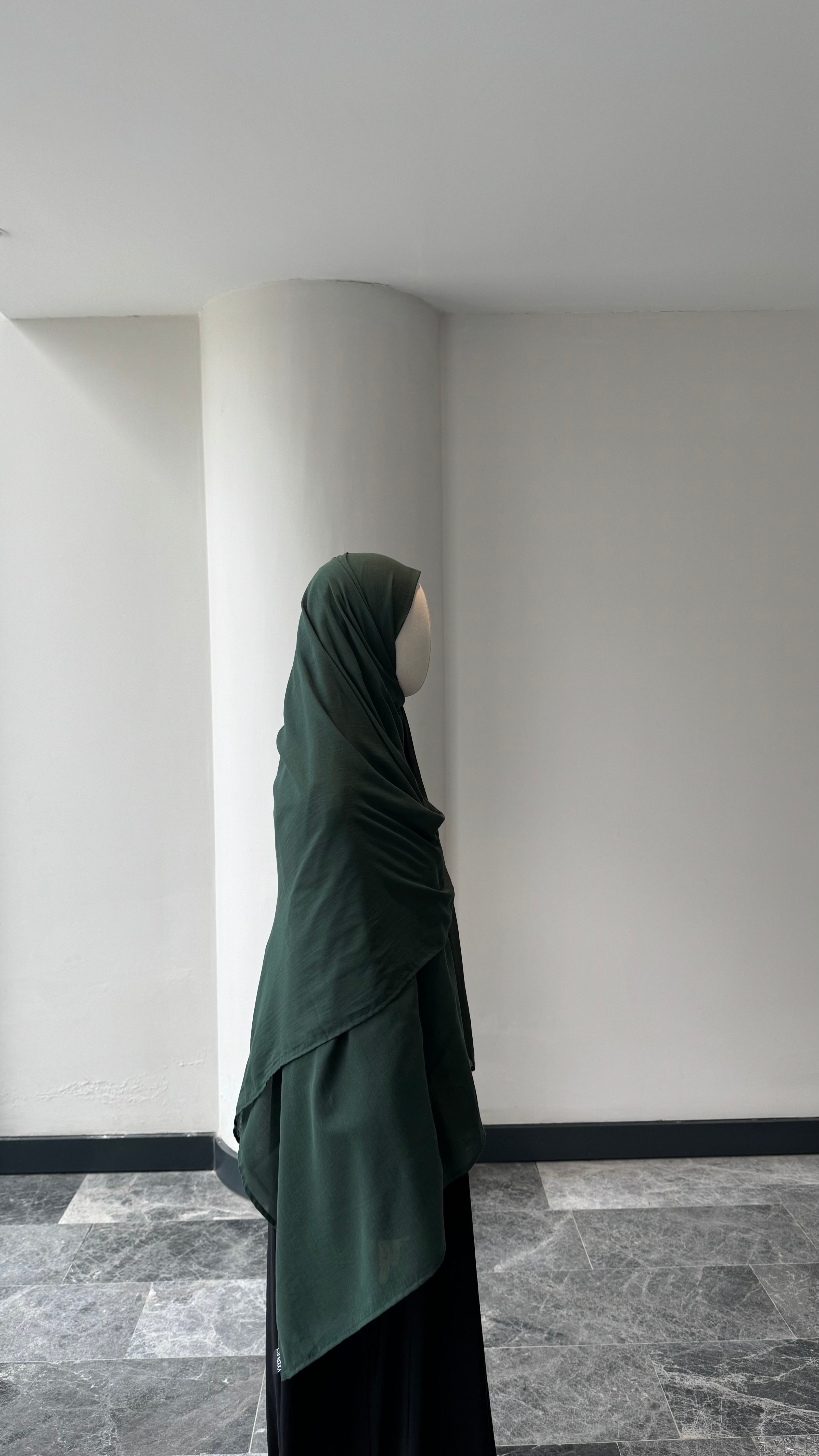 Saf pamuk şal - koyu yeşil