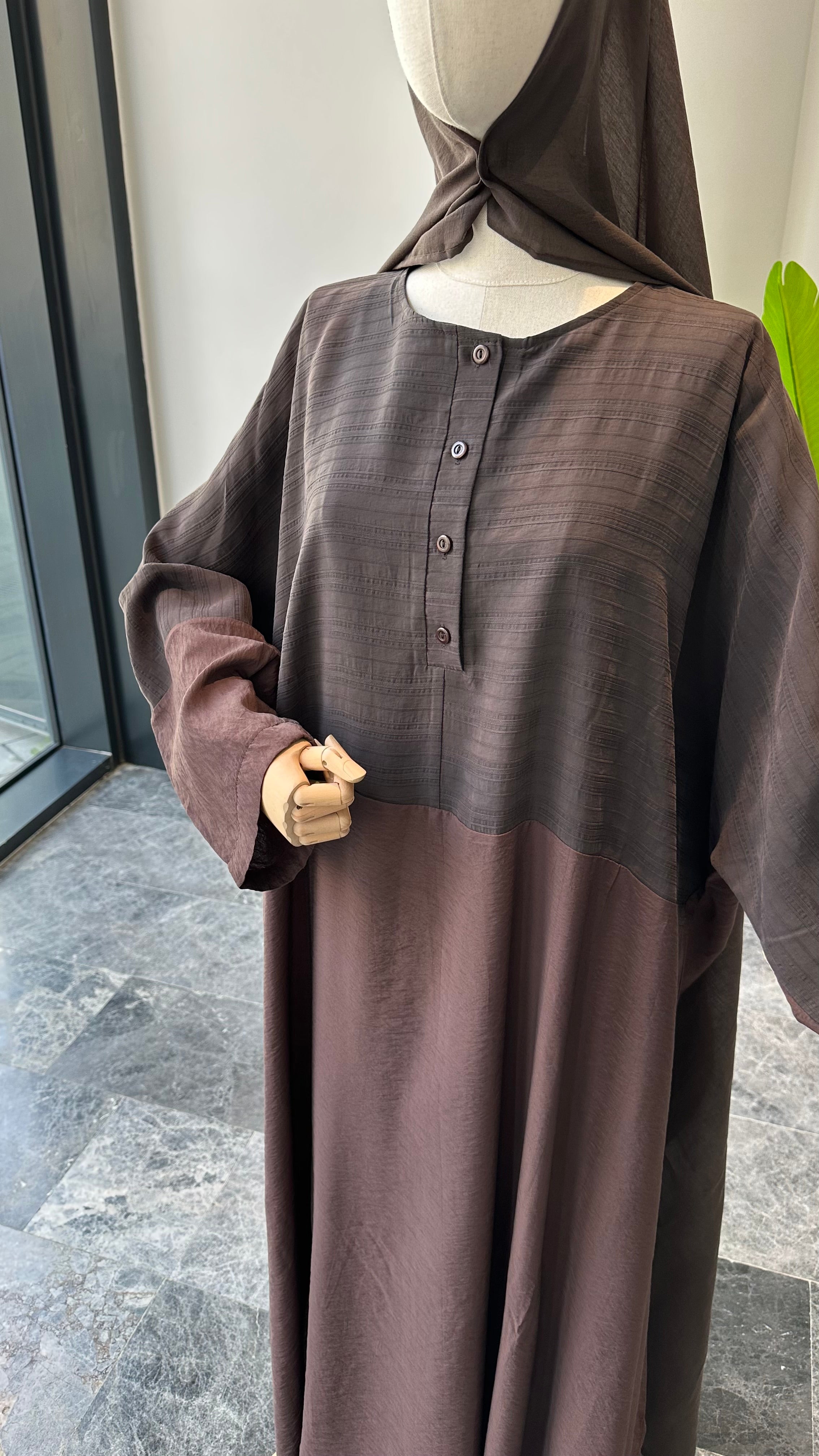 Hesna cilbab takım/kahve desenli-abaya kol