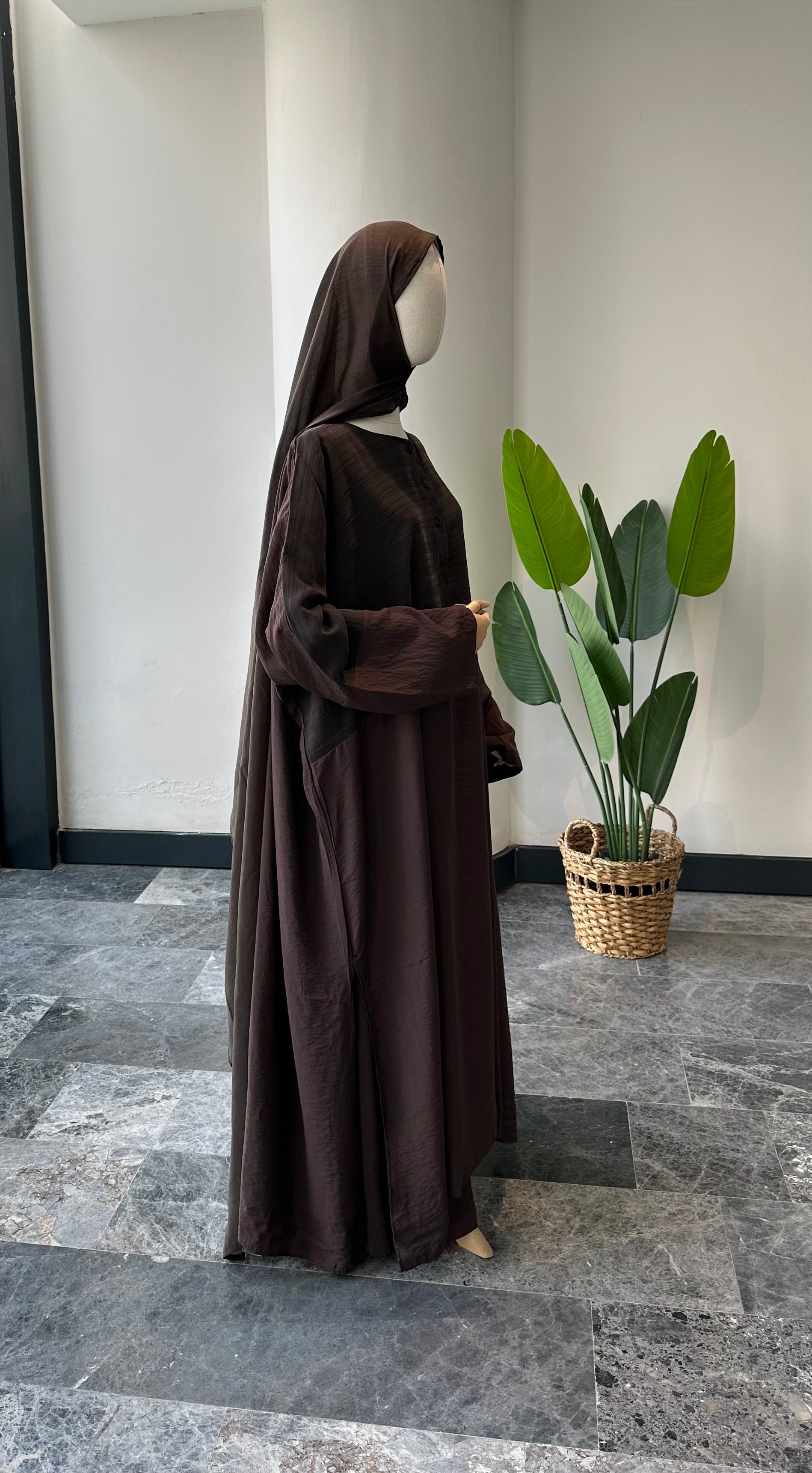 Hesna cilbab takım/kahve desenli-abaya kol