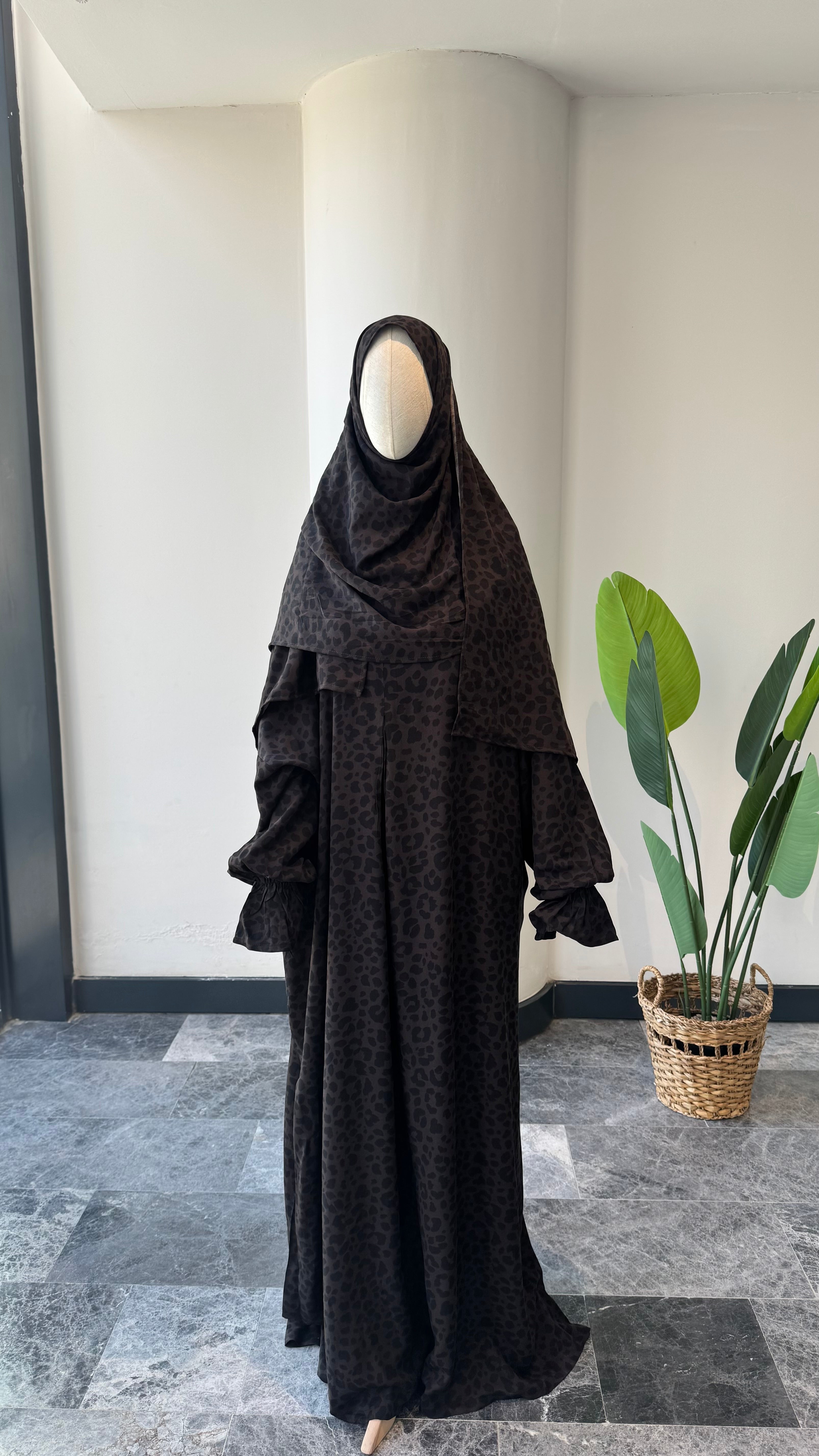 Bambu Viskon-Leopar Desenli /Namaz Elbisesi - viskon takım şal