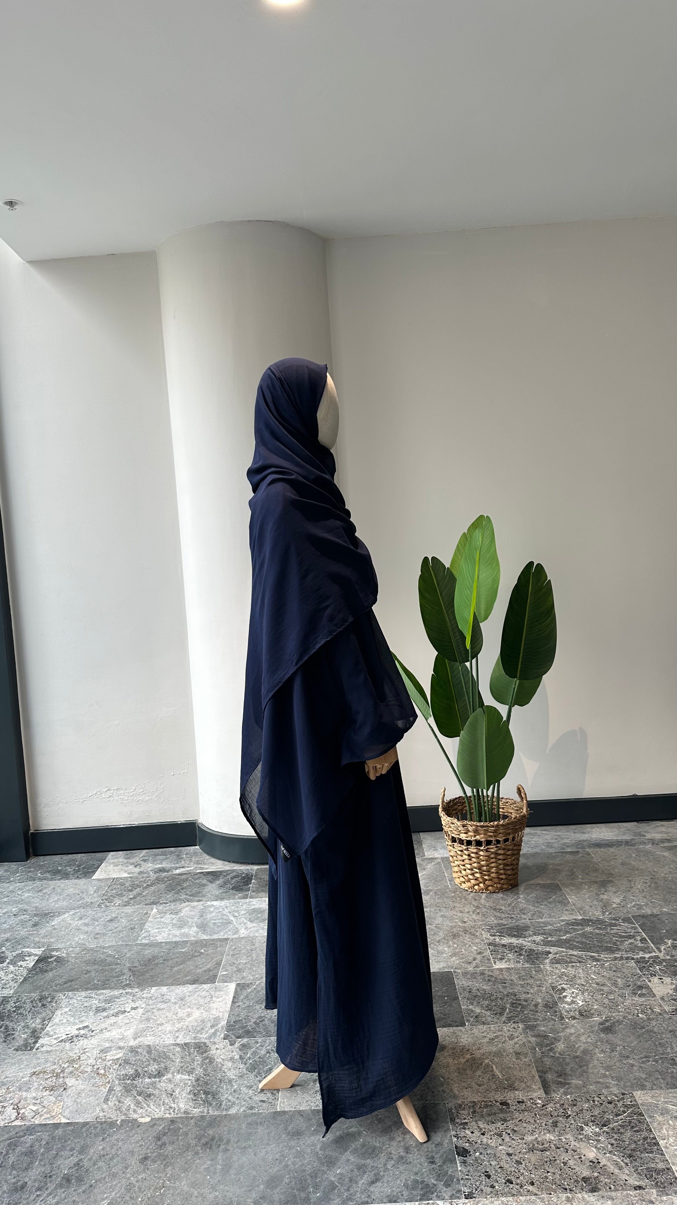 Mekka Müslin takım lacivert -şalvarlı | düğmeli