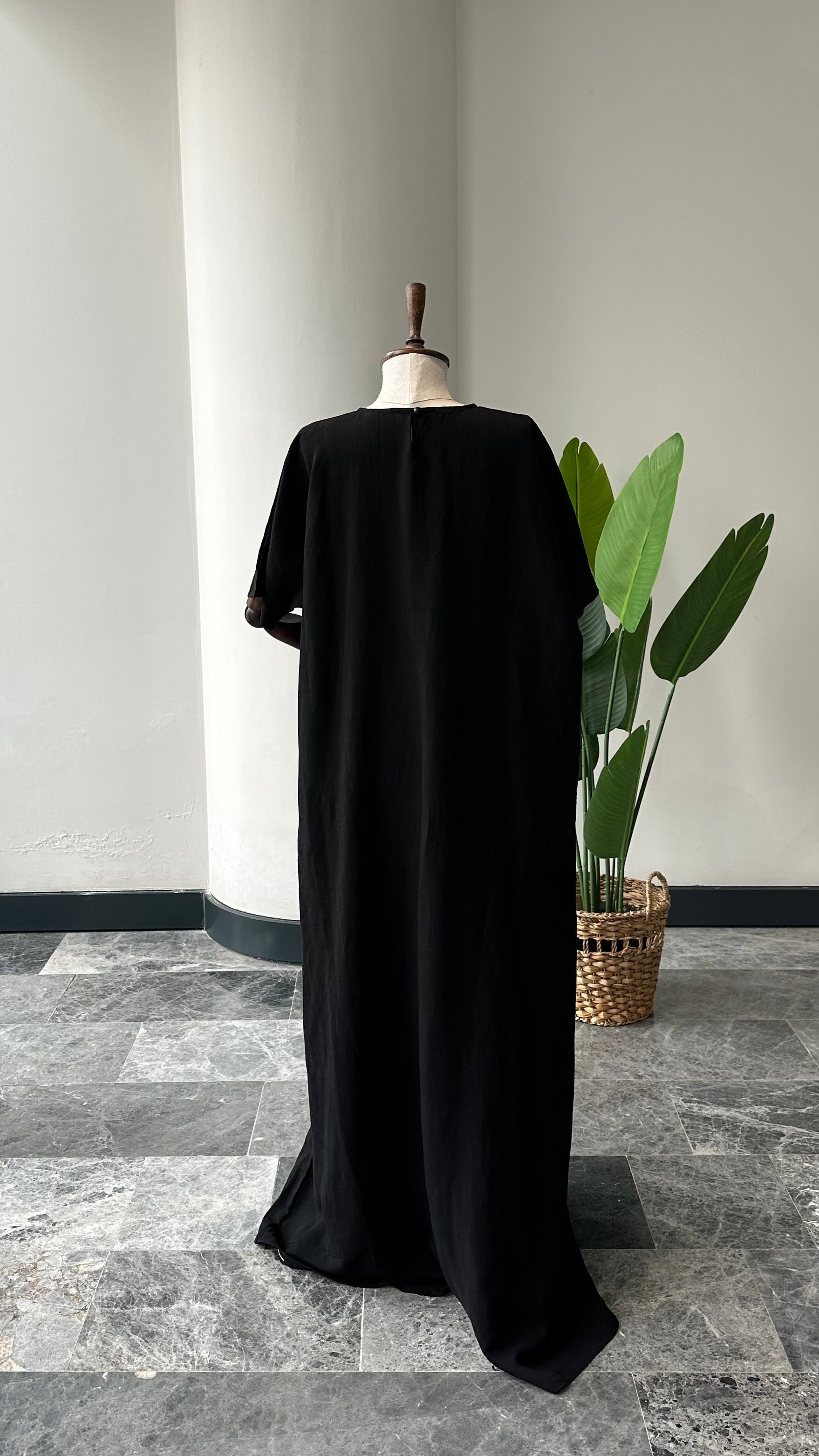Premium Keten/İç Elbise- Siyah
