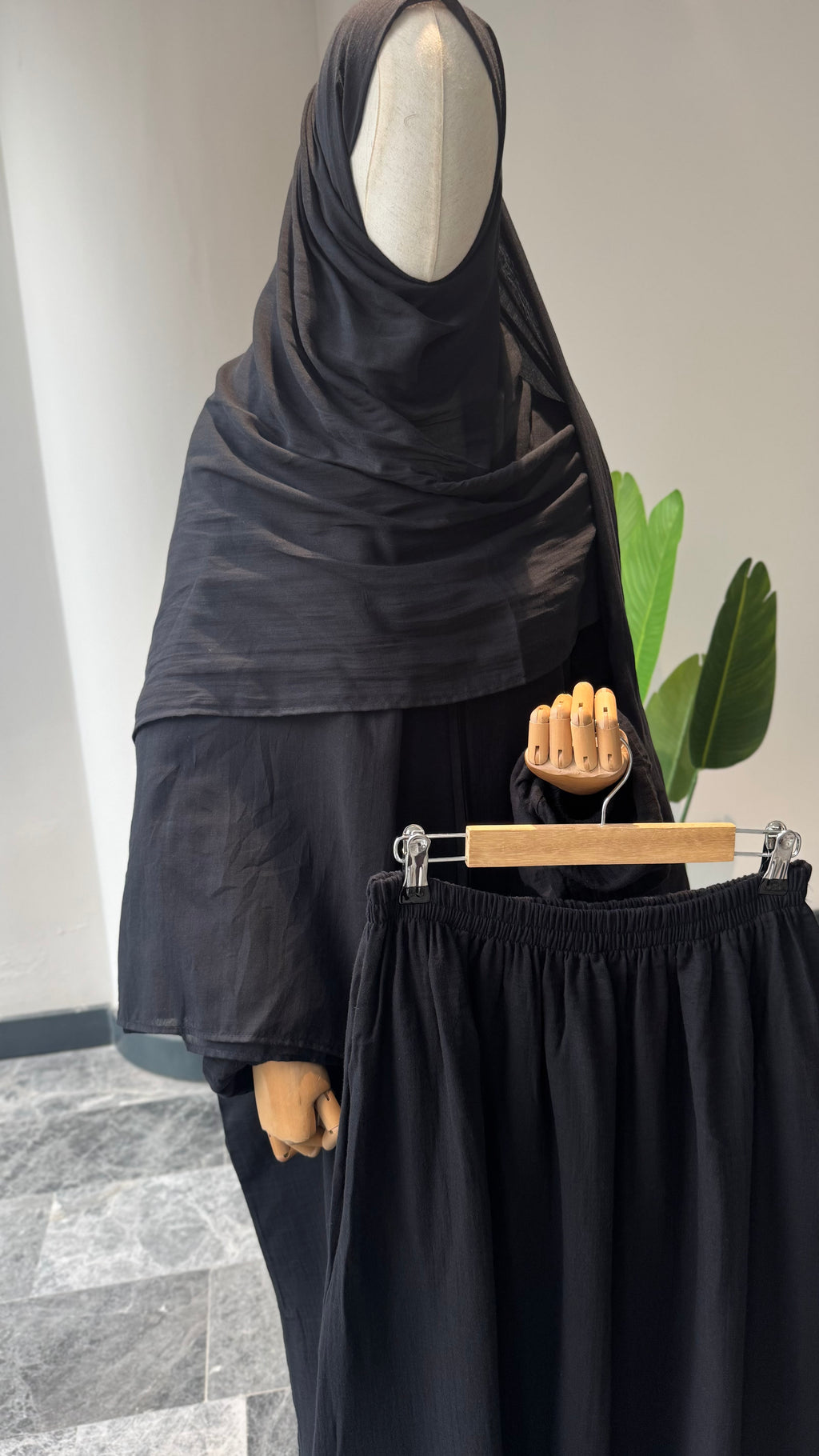 Mekka takım siyah - şalvarlı | fermuarlı