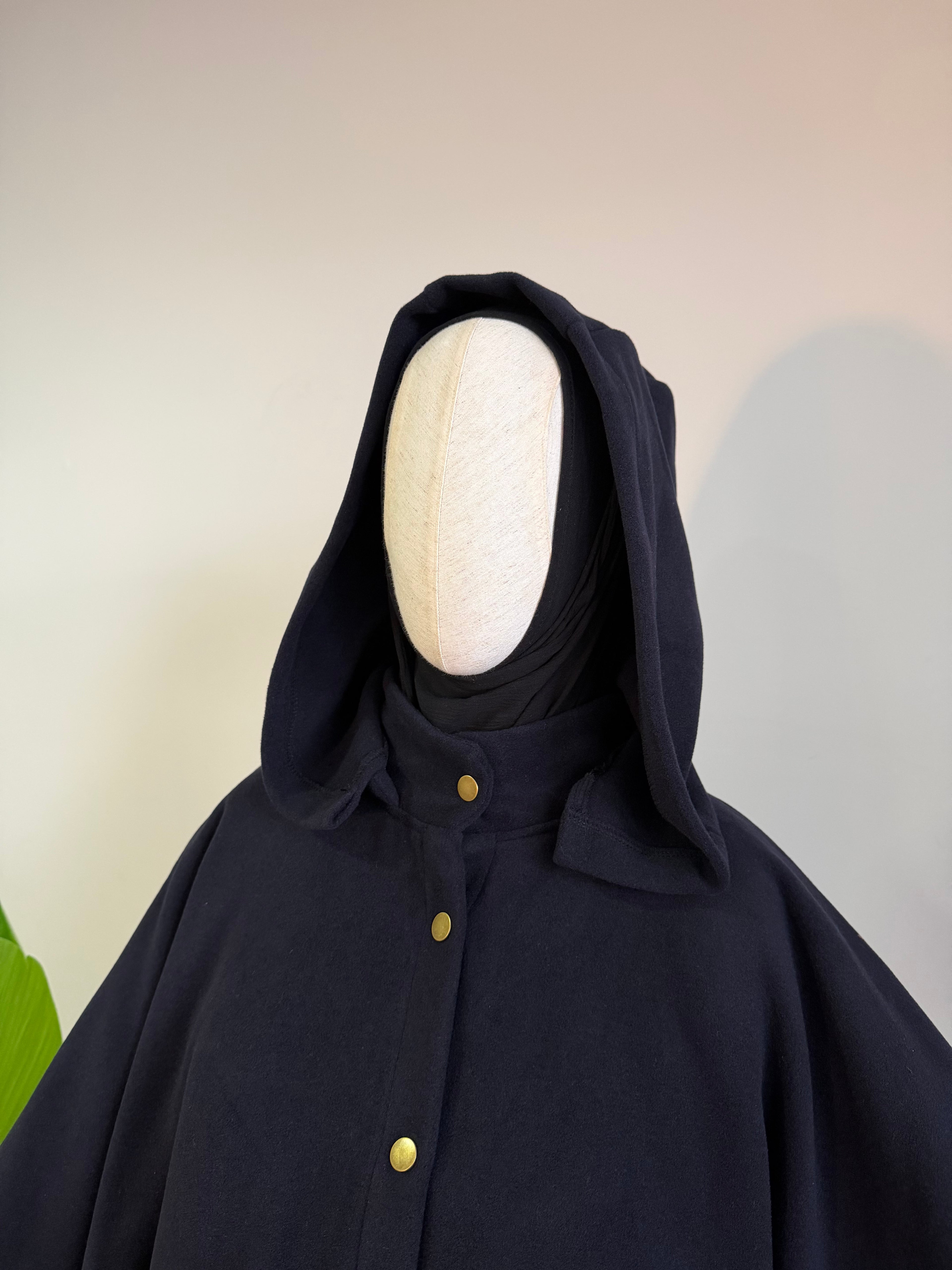 Kaşe ceket panço -  lacivert | çıtlı