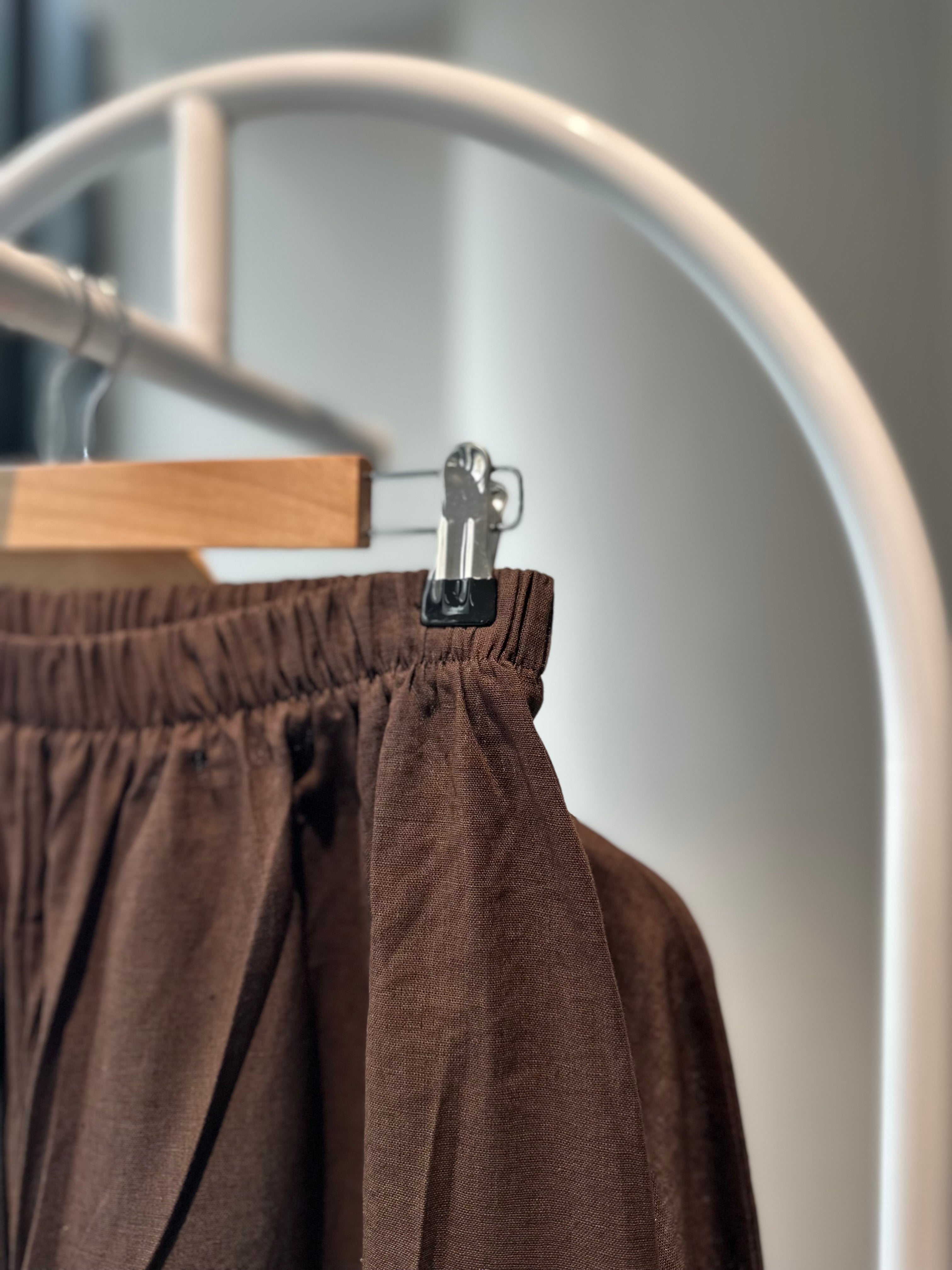 Sade keten bol pantolon -kahve