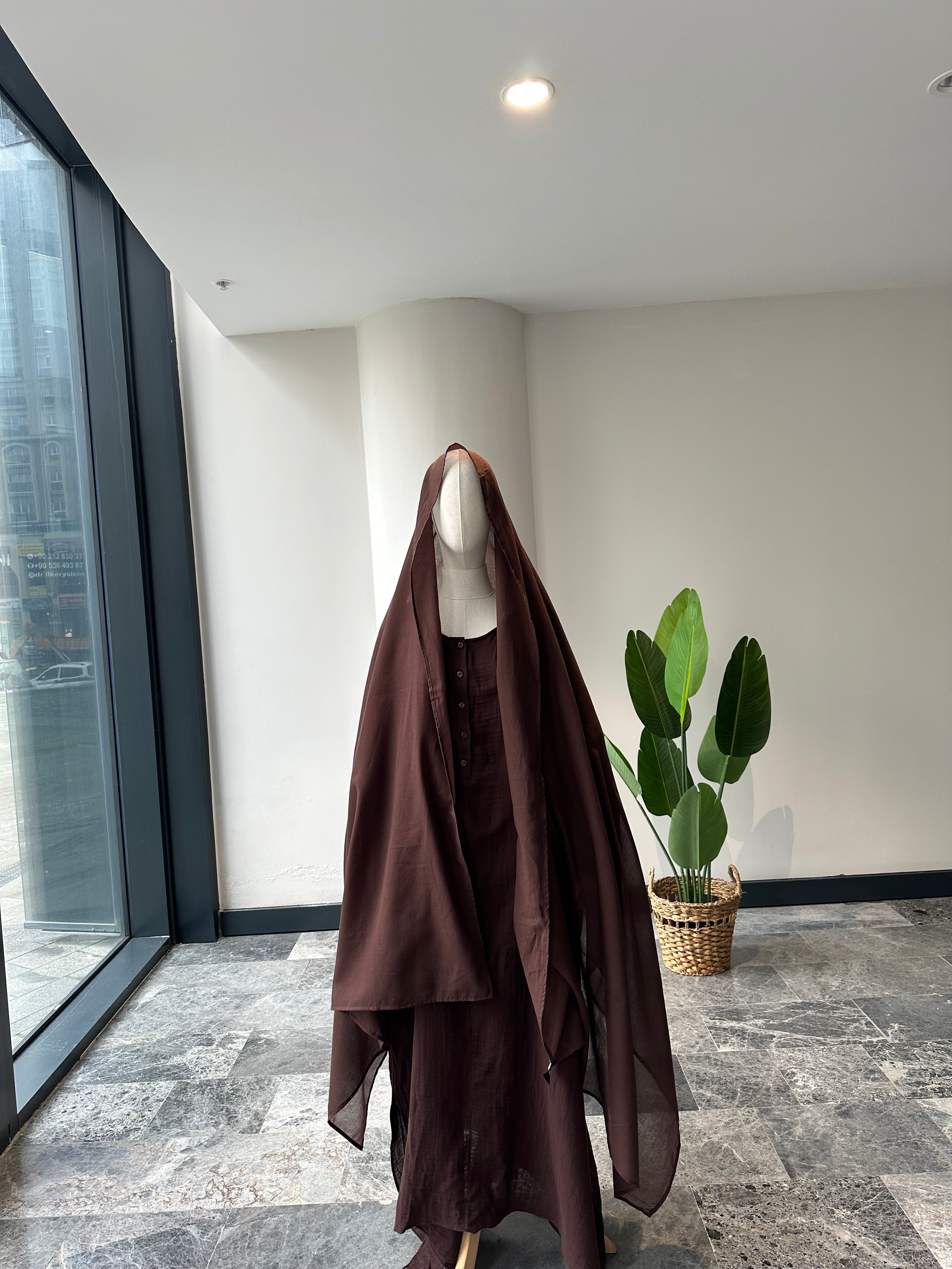 Mekka Müslin takım kahve -etekli|düğmeli