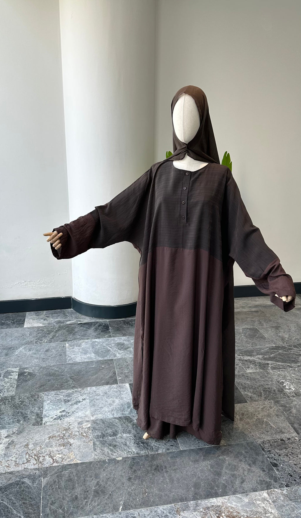 Hesna cilbab takım/kahve desenli-abaya kol