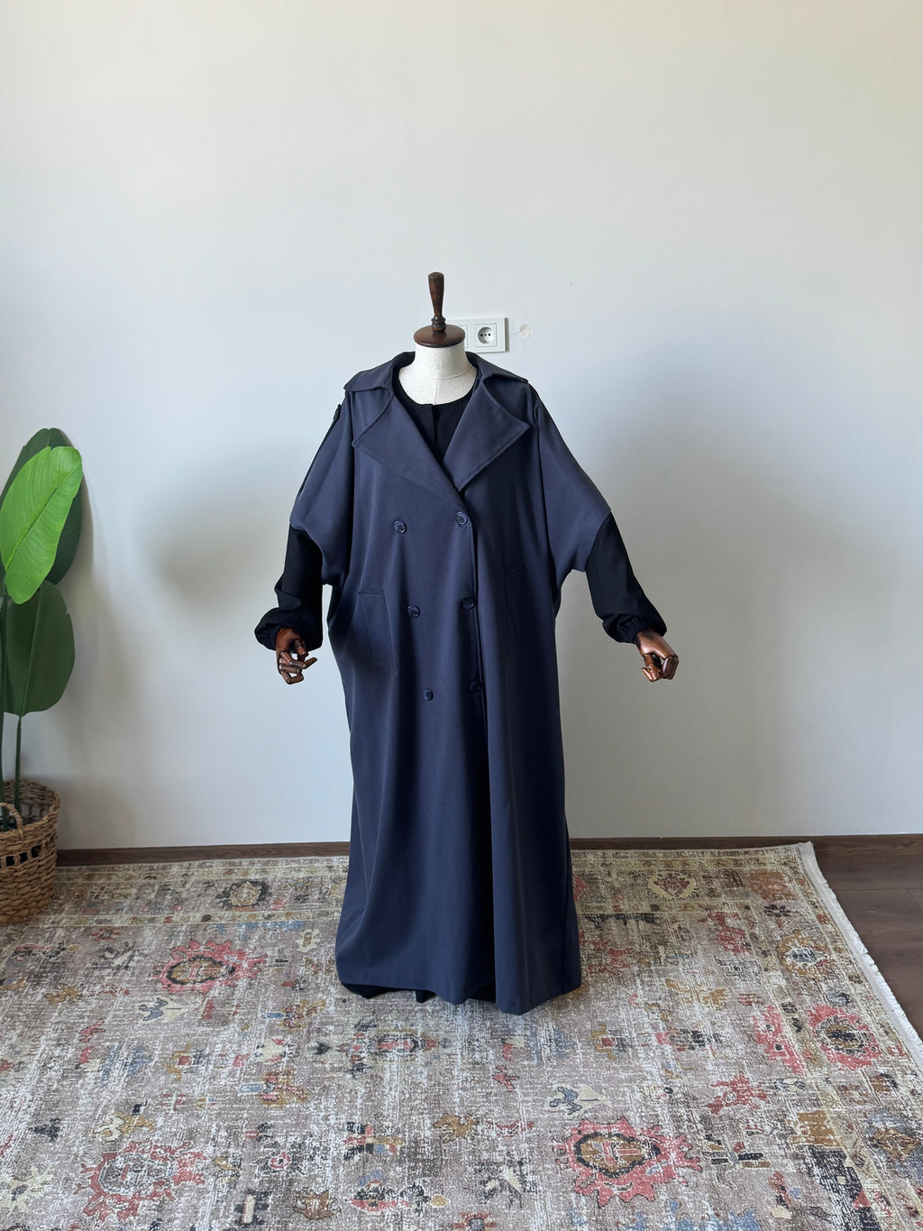 Pamuk Gabardin /Trench Panço-Lacivert