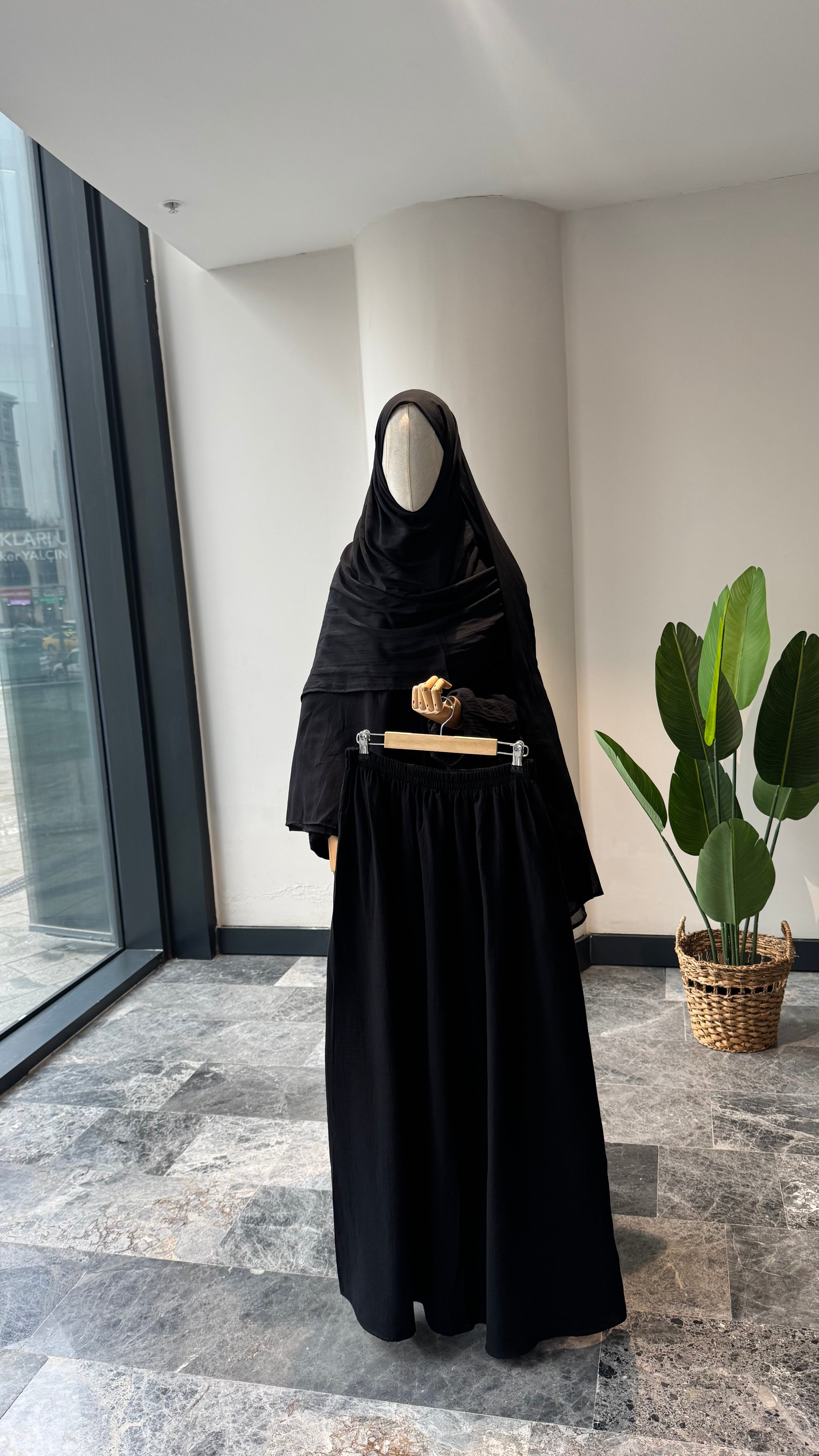 Mekka müslin takım siyah- etekli | fermuarlı