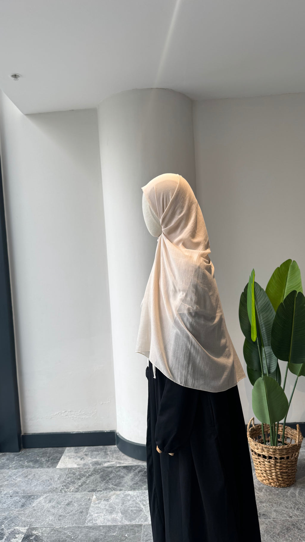 Saf pamuk şal - bej