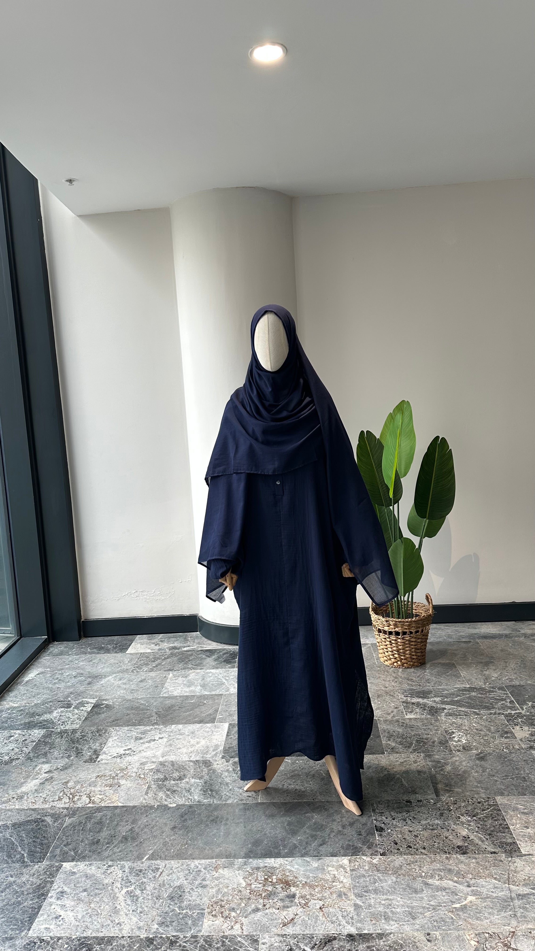 Mekka Müslin takım lacivert -etekli | düğmeli