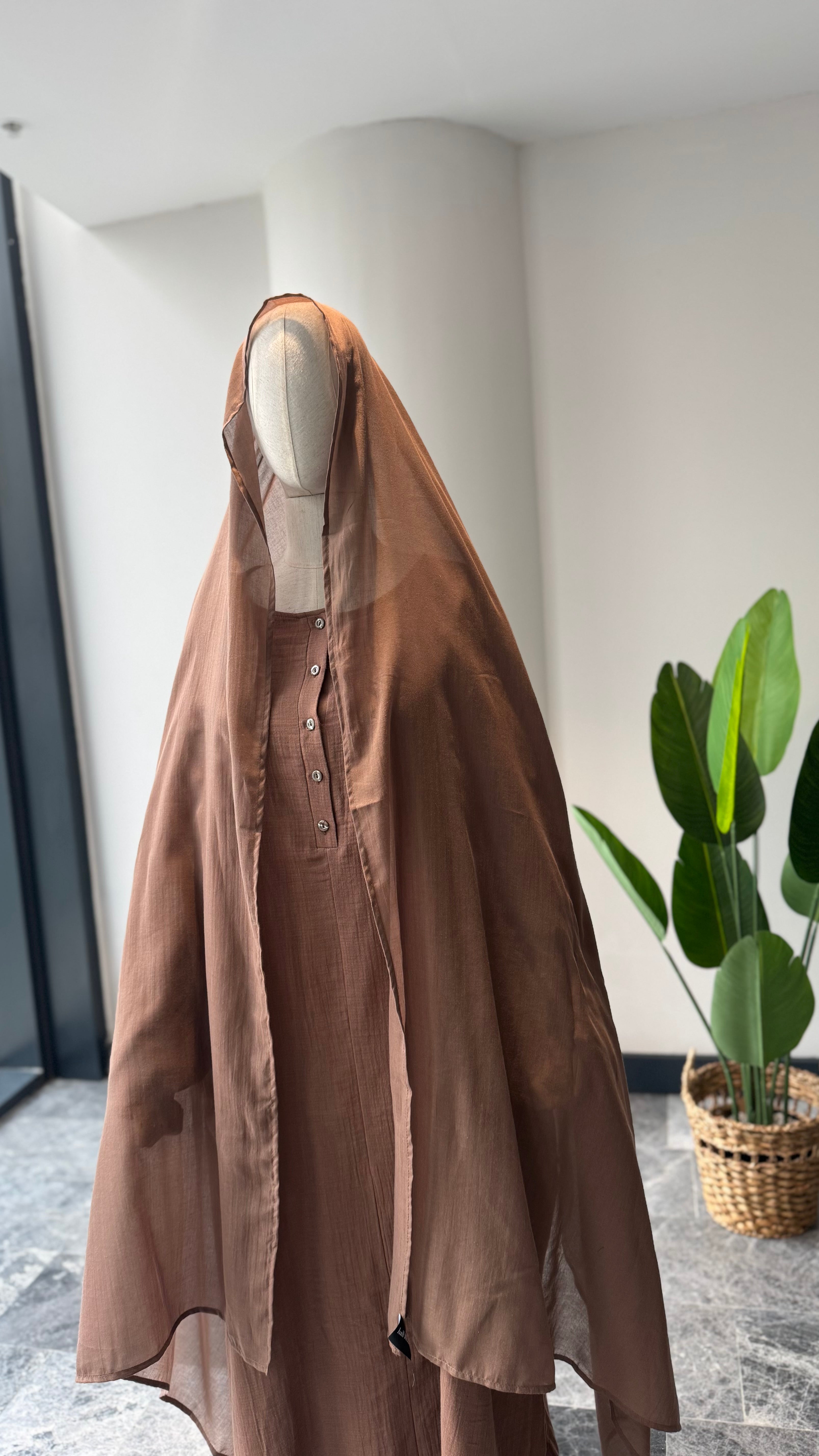 Mekka Müslin takım latte -şalvarlı|düğmeli