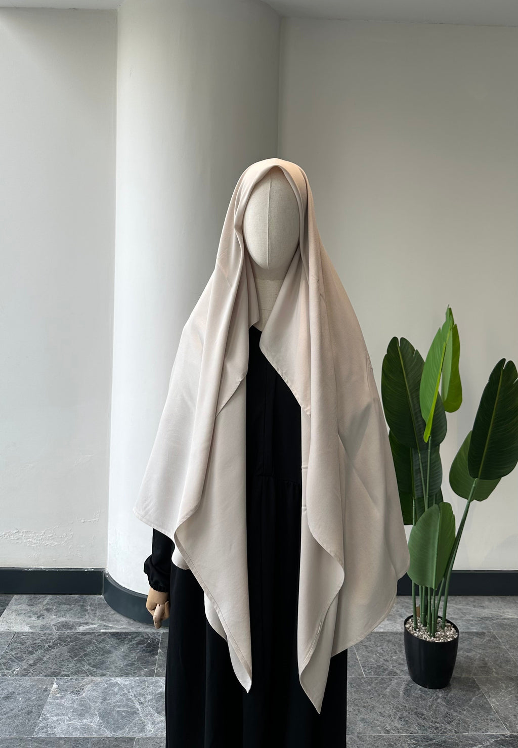 Bambu viskon eşarp -Krem| 140 cm