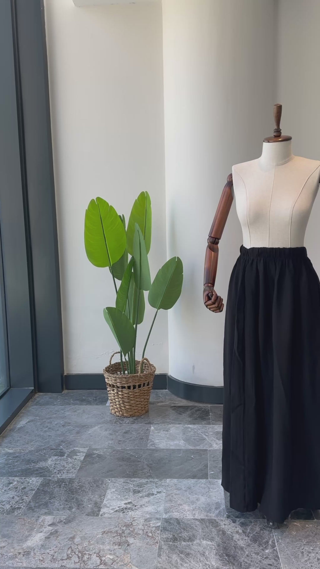 Bambu Bürümcük/Parçalı Etek-Siyah
