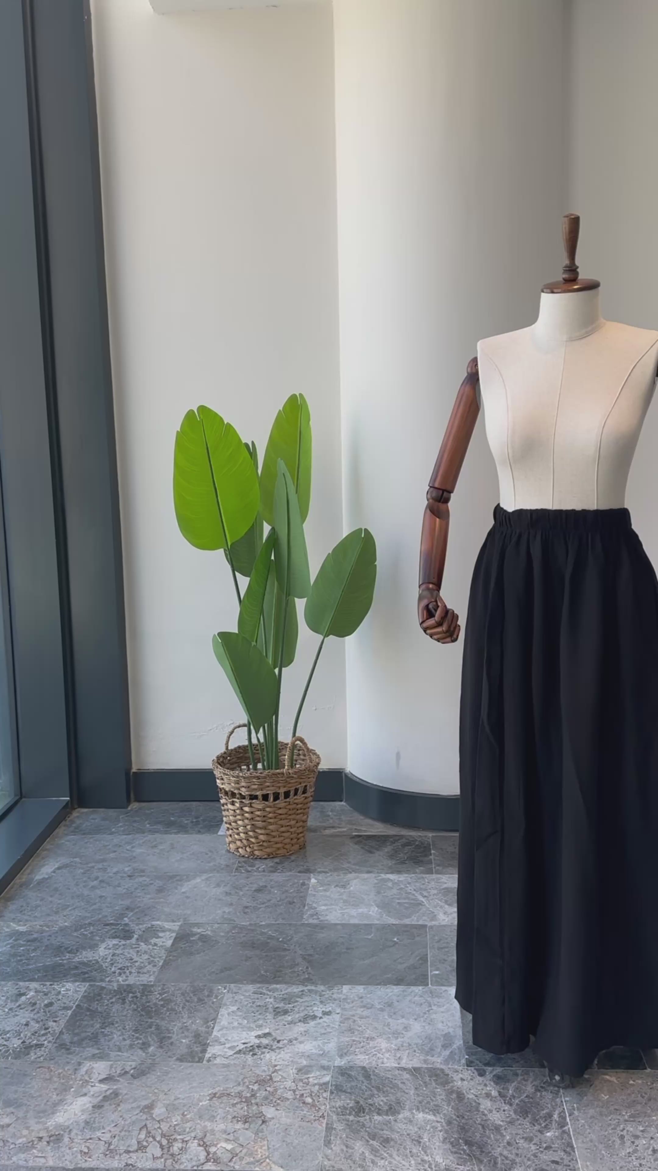 Bambu Bürümcük/Parçalı Etek-Siyah