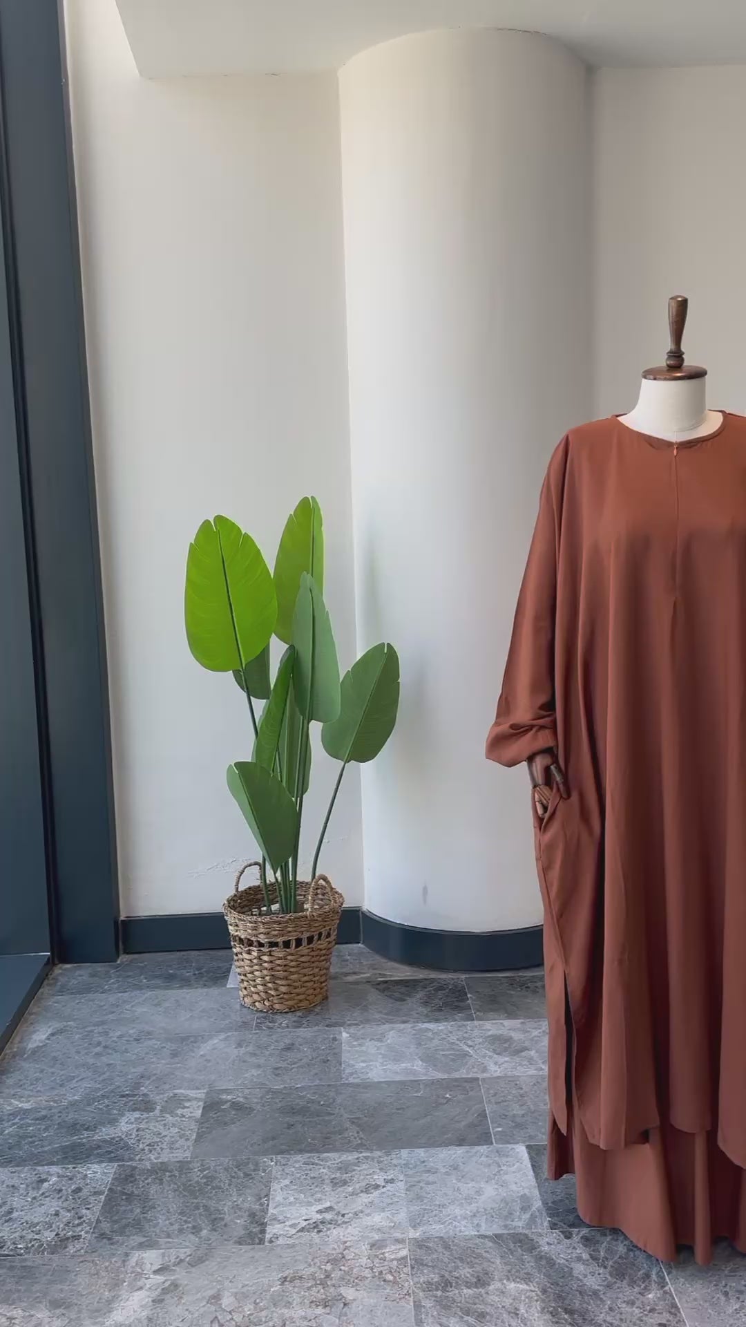 Premium Keten/Bakır-Cilbab Takım