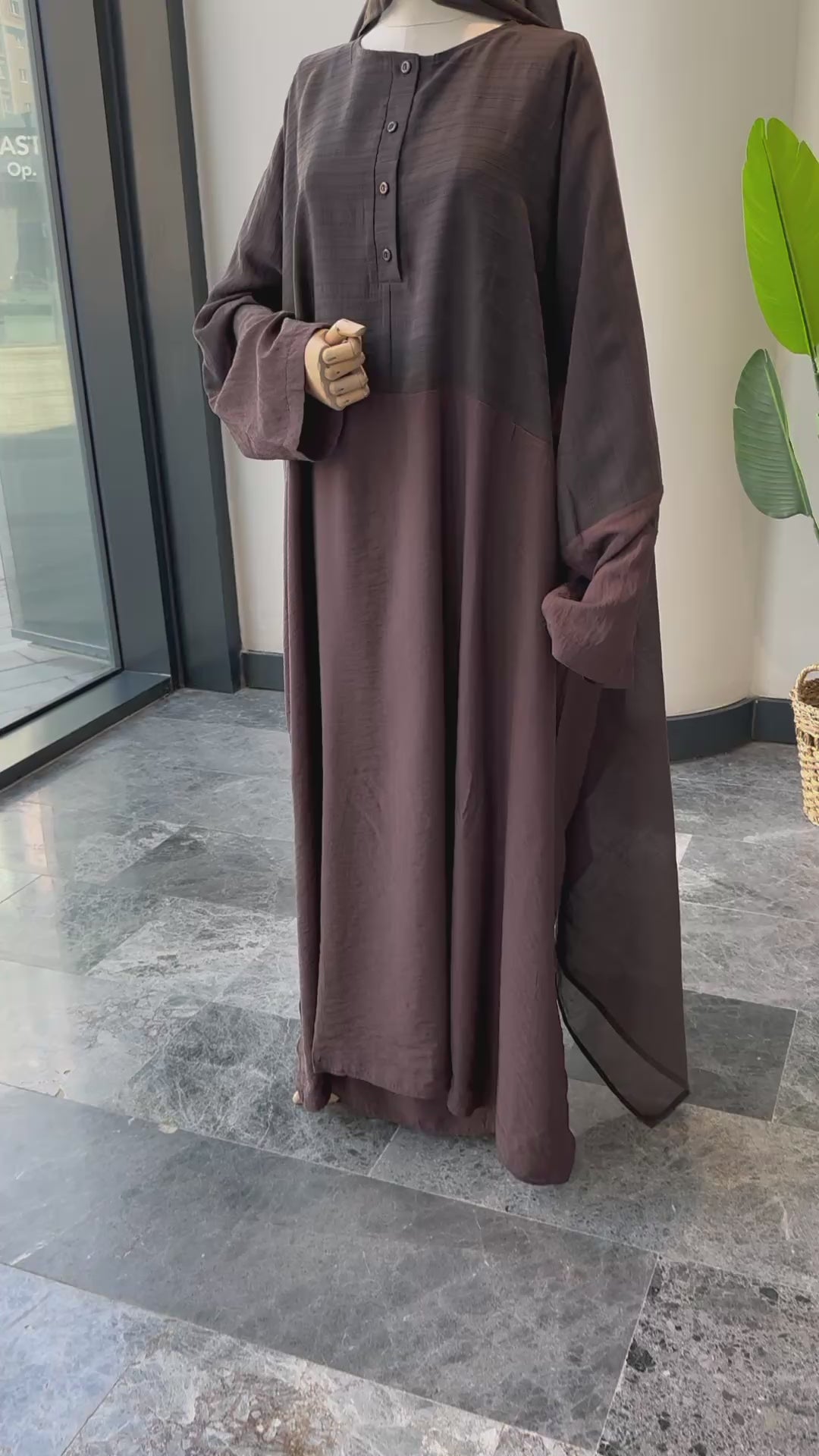 Hesna cilbab takım/kahve desenli-abaya kol